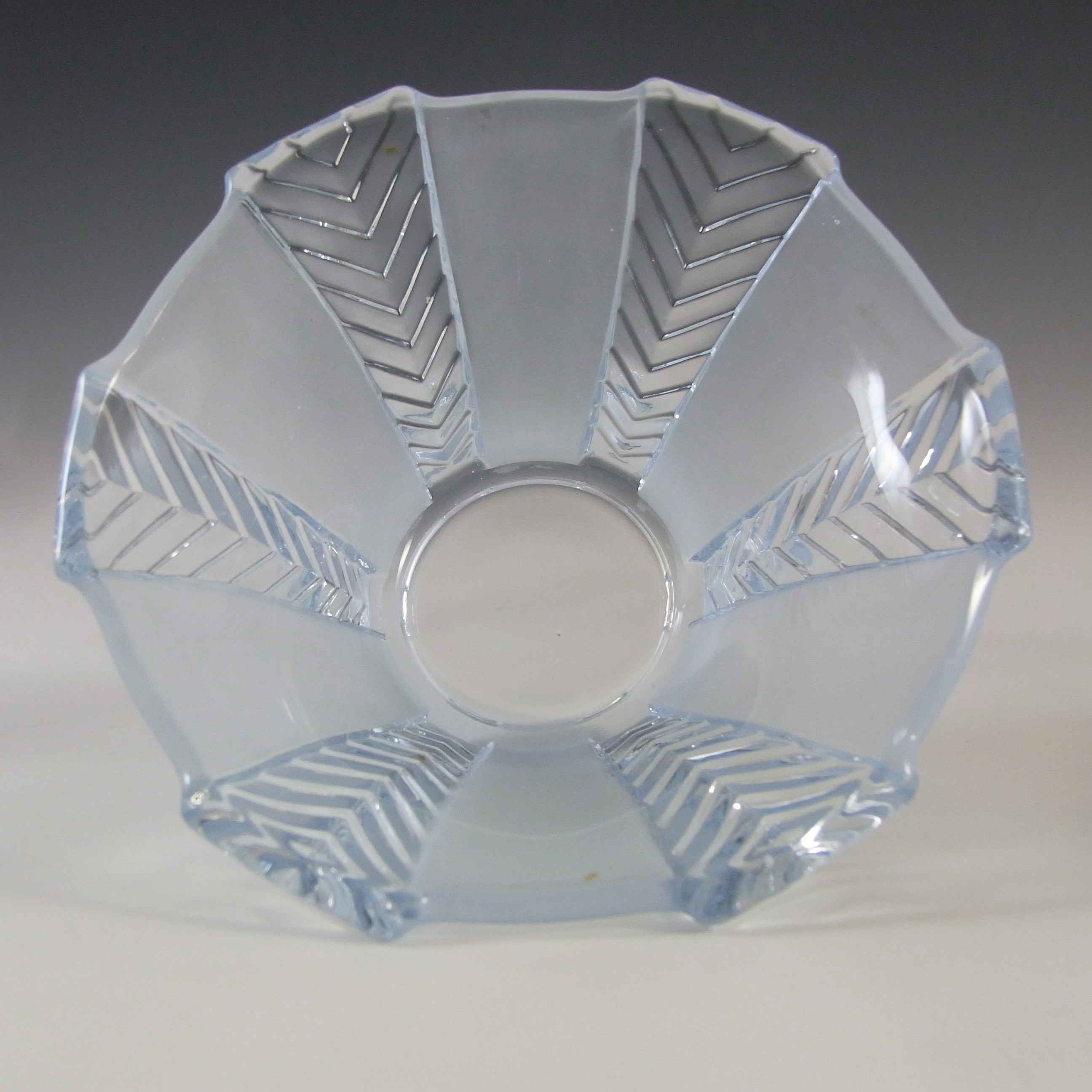 Walther & Söhne Art Deco Blue Glass 'Athene' Bowl & Plate - Click Image to Close
