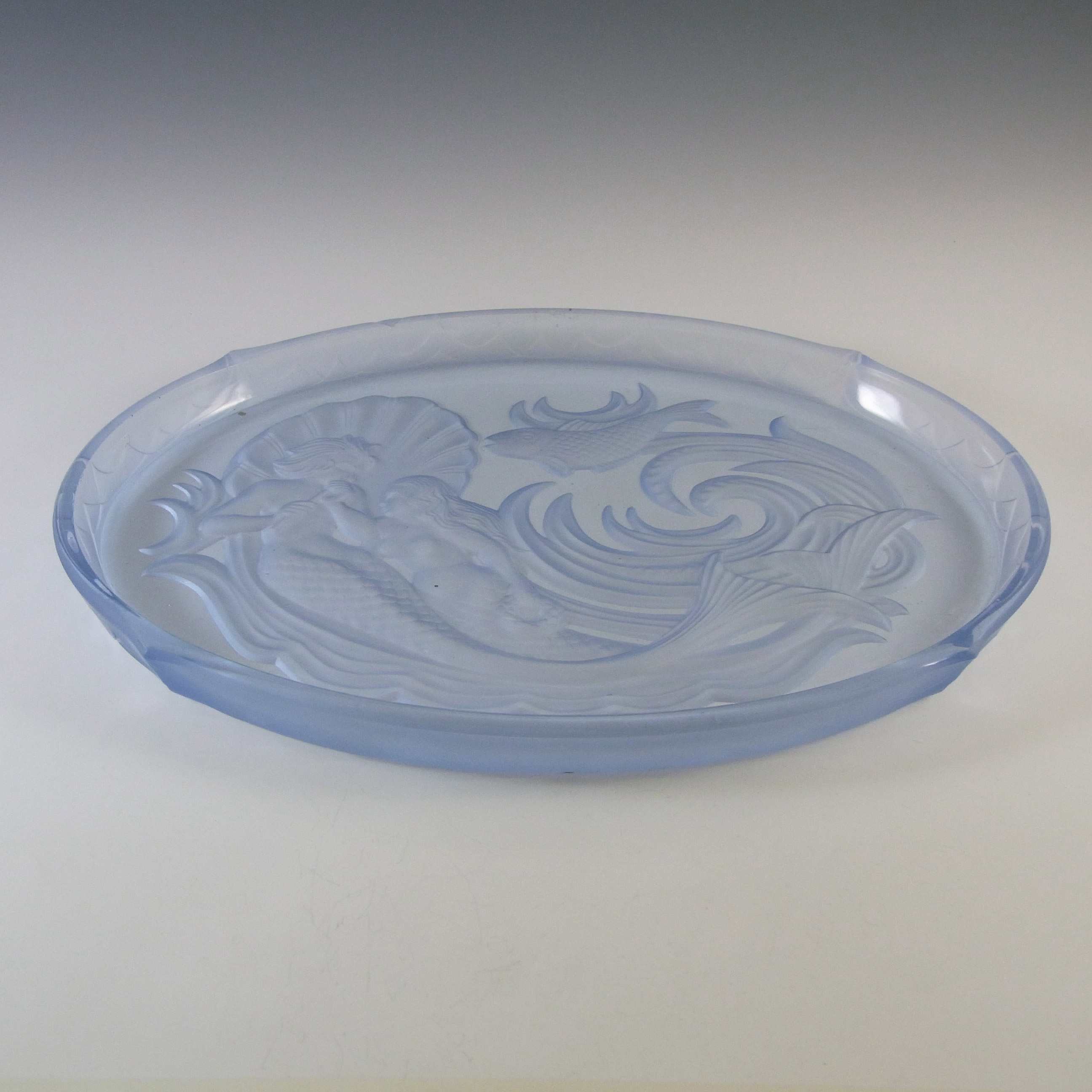 Walther & Söhne Art Deco Blue Glass 'Nymphen' Trinket Set Tray - Click Image to Close