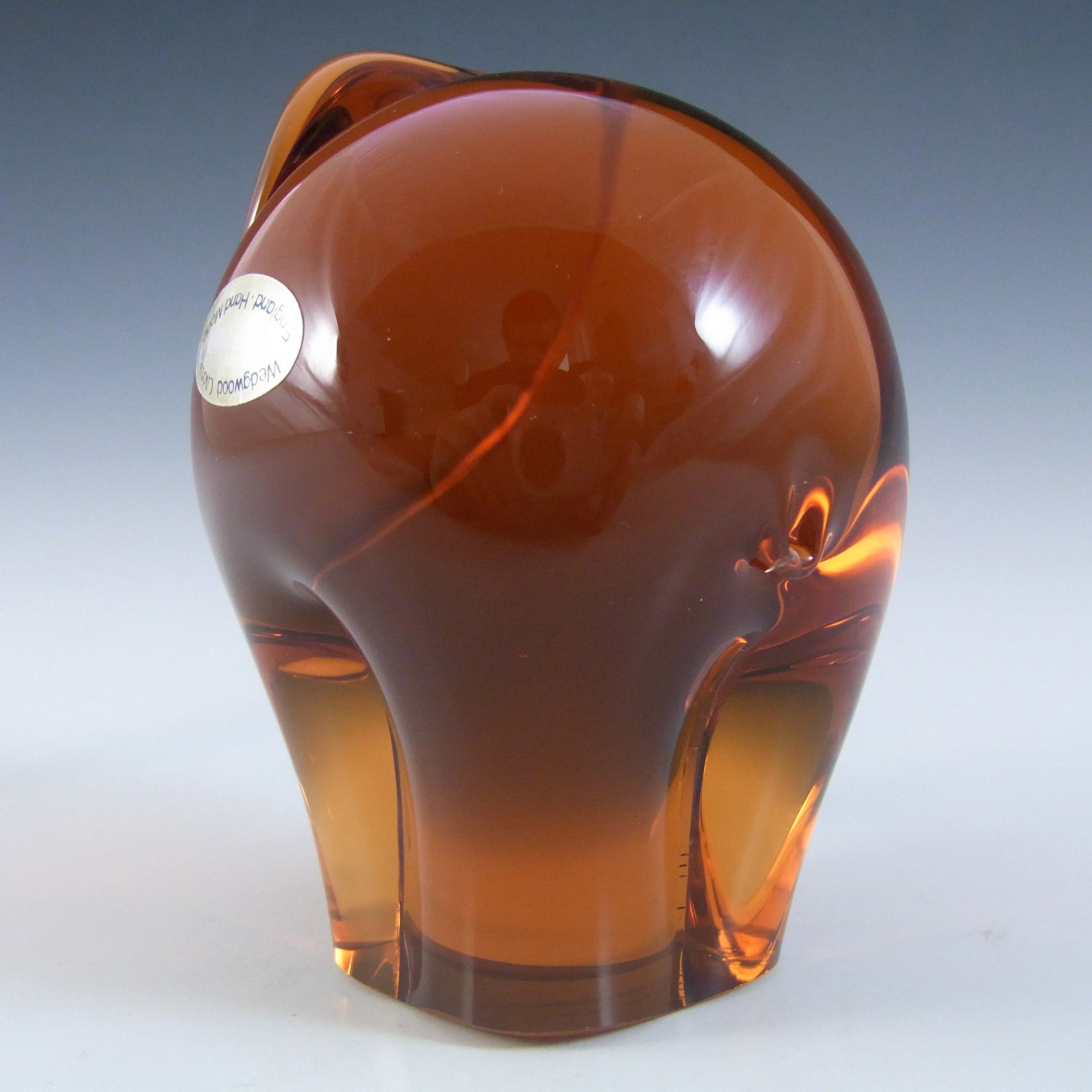 LABELLED Wedgwood Topaz Glass Elephant Paperweight RSW409 - Click Image to Close