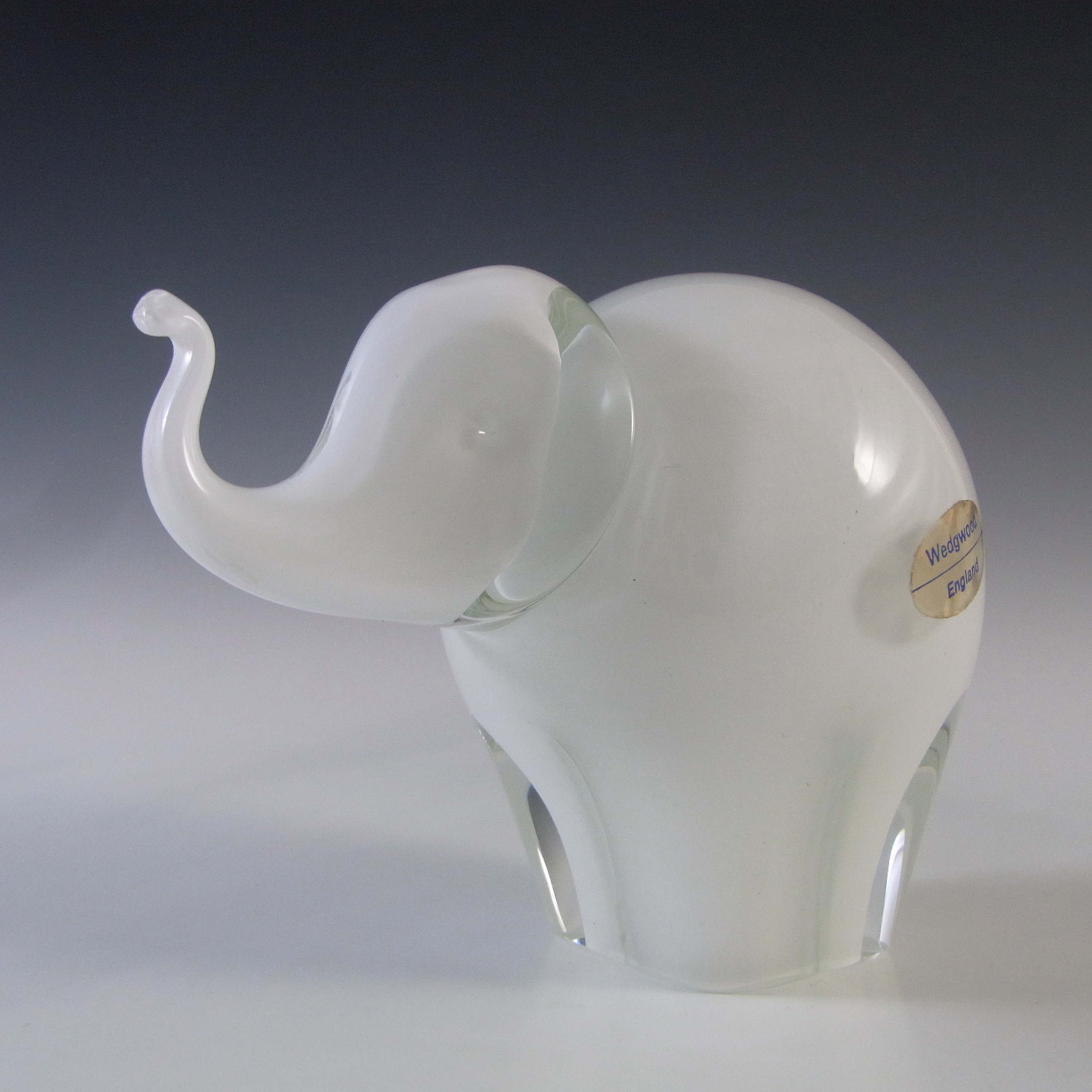 MARKED Wedgwood Vintage White Glass Elephant RSW405 - Click Image to Close