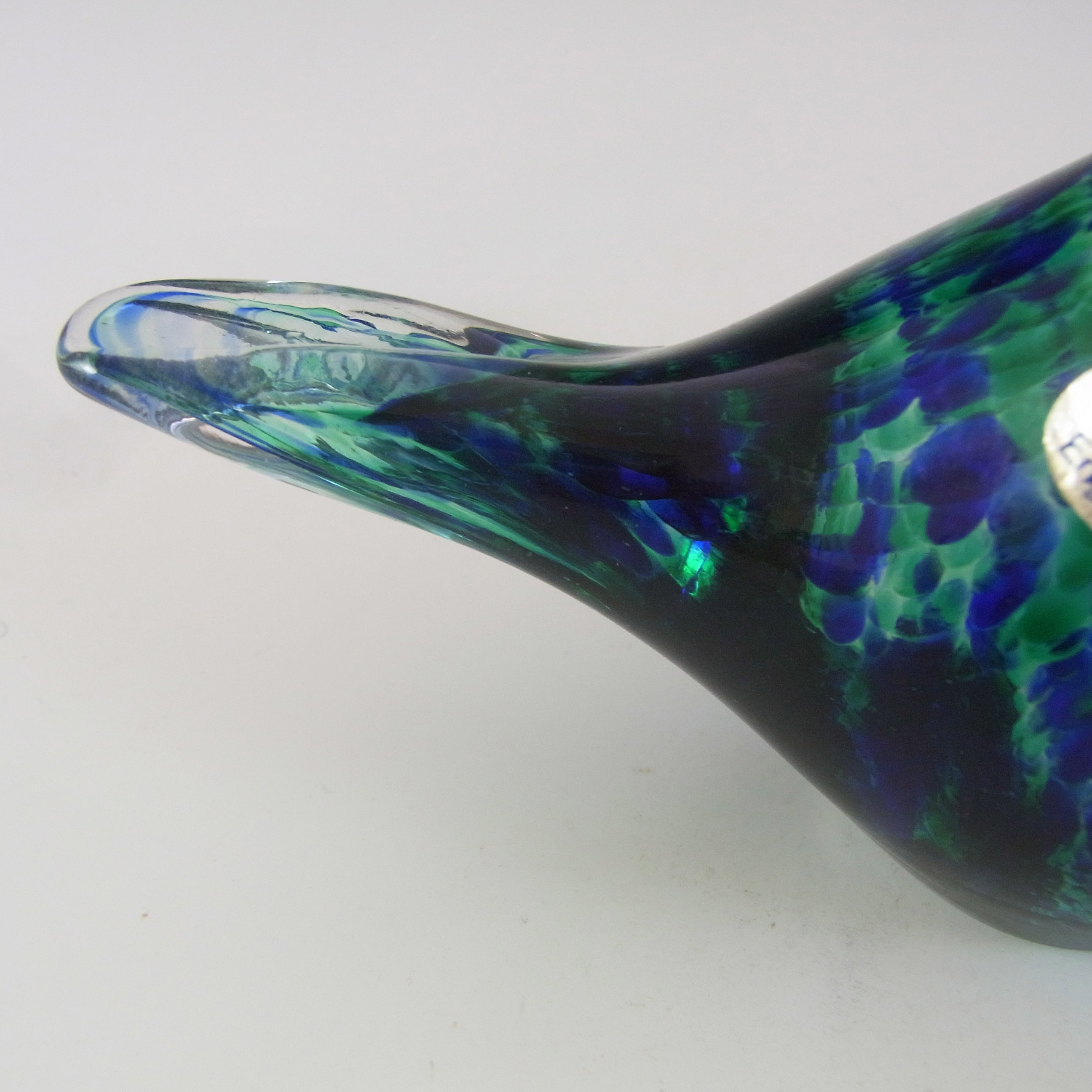 (image for) Wedgwood Speckled Blue & Green Glass Bird Paperweight RSW70 - Click Image to Close