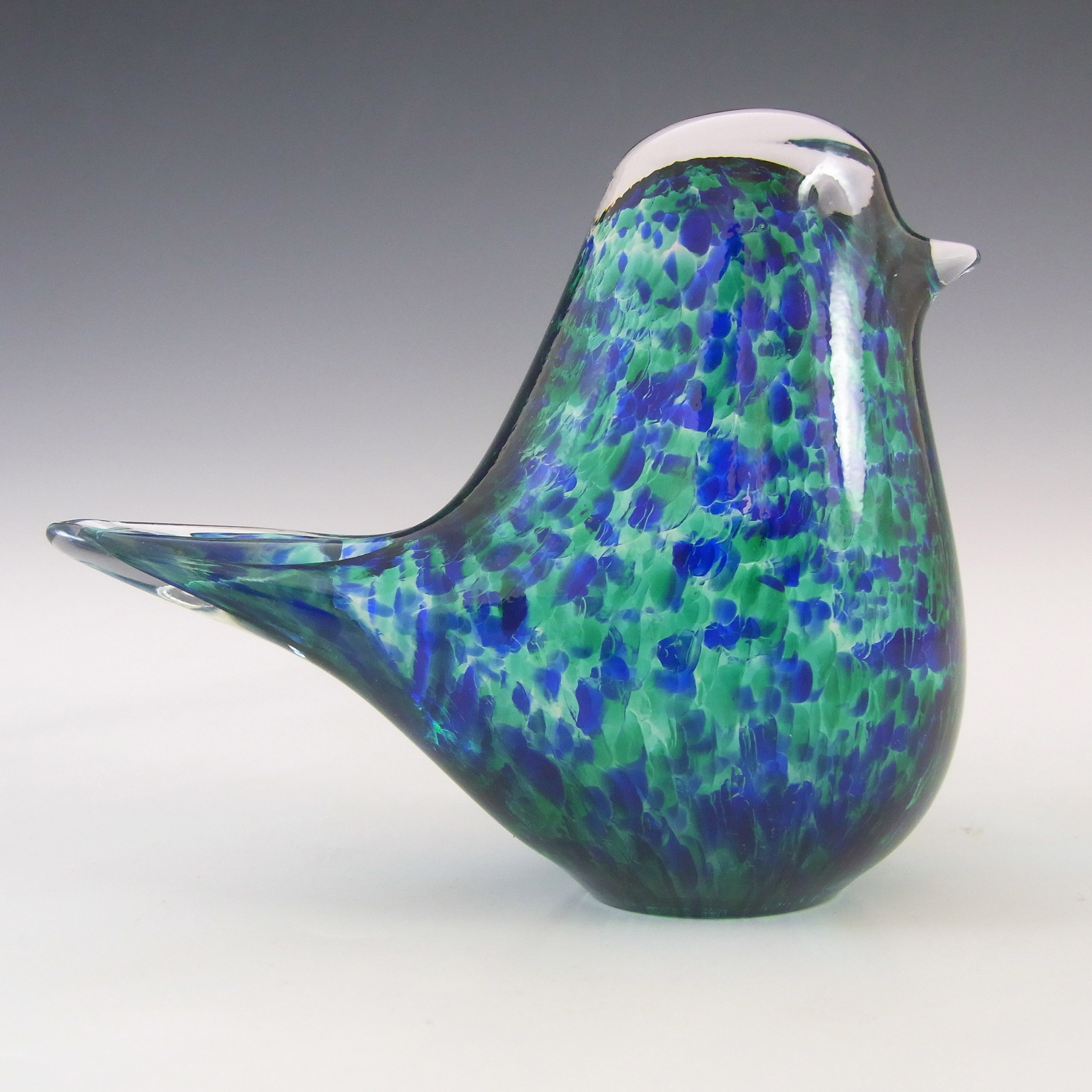 (image for) Wedgwood Speckled Blue & Green Glass Bird Paperweight RSW70 - Click Image to Close