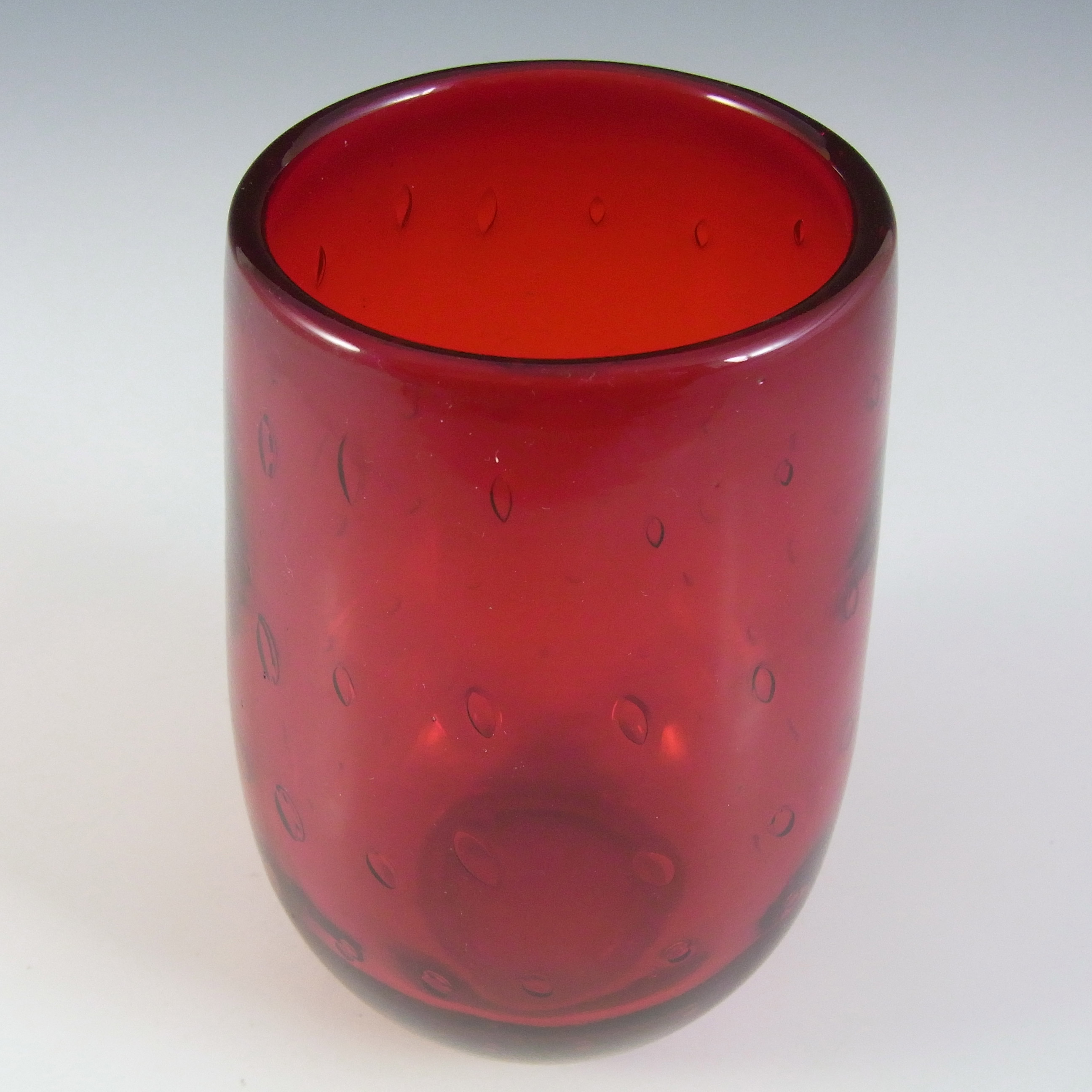 (image for) Whitefriars #9354 Ruby Red Glass Lobed Bubble Vase - Click Image to Close