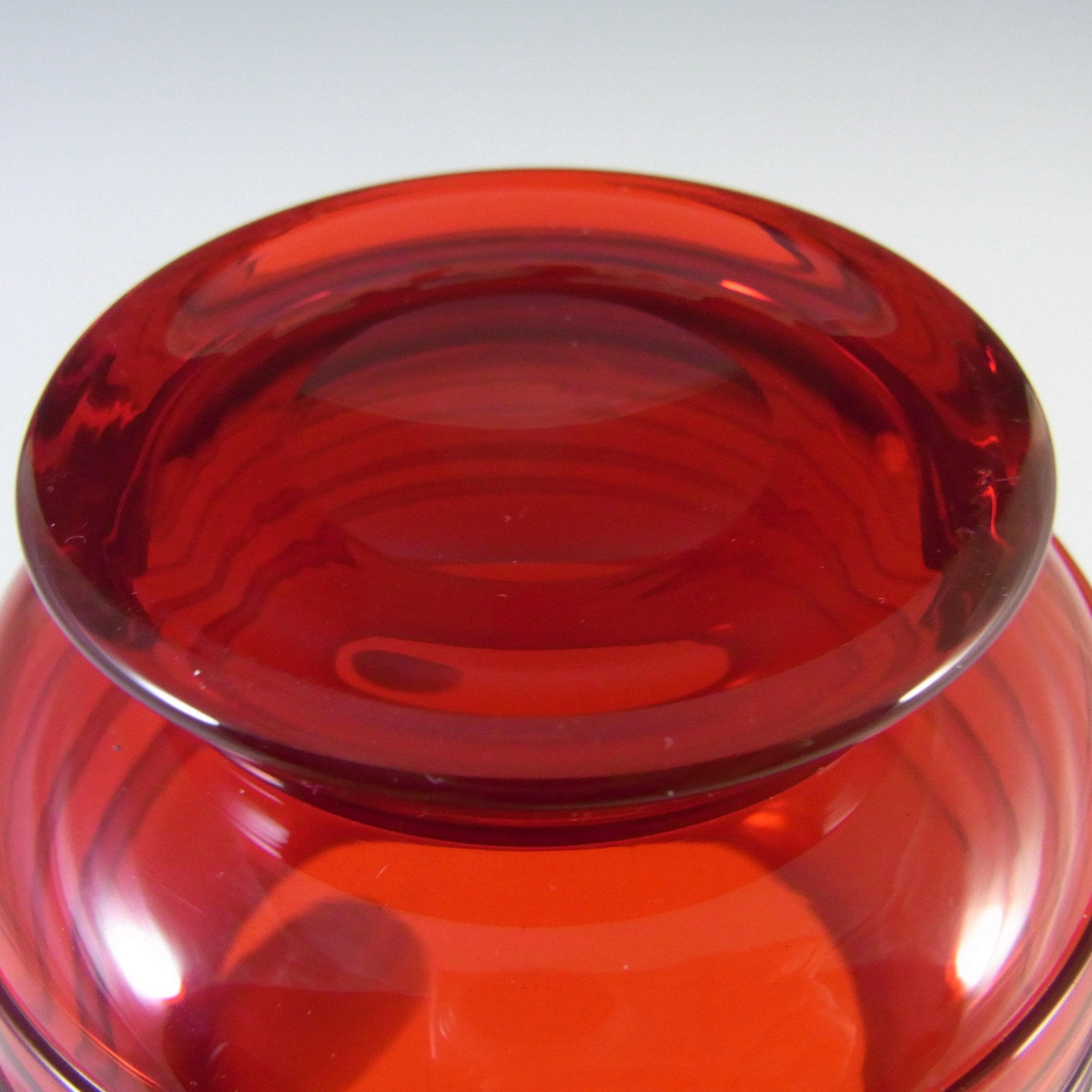 (image for) Whitefriars #9366 Vintage Ruby Red Glass Ribbon Trail Bowl - Click Image to Close