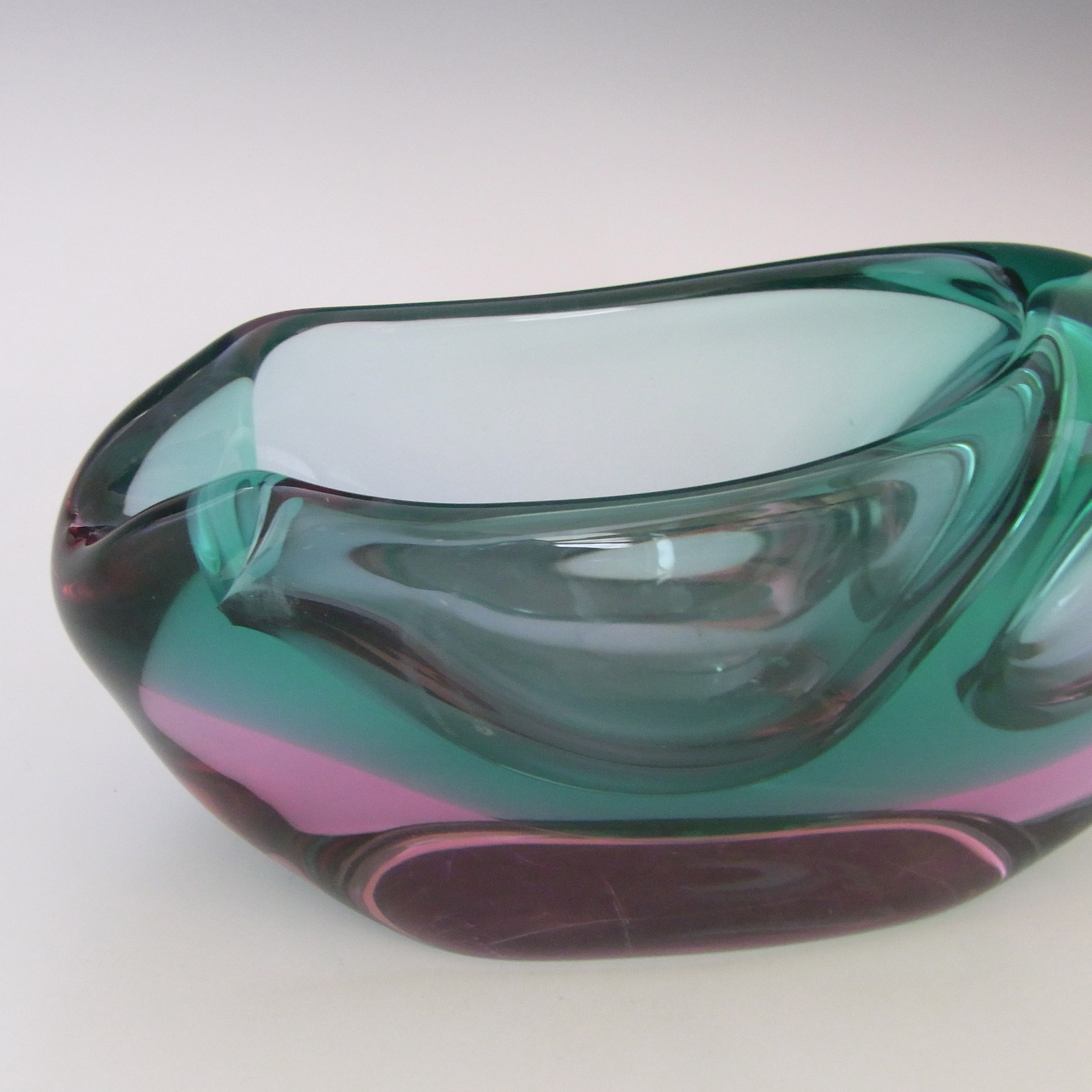 (image for) Zelezny Brod Sklo (ZBS) Turquoise & Pink Glass Vase - Click Image to Close