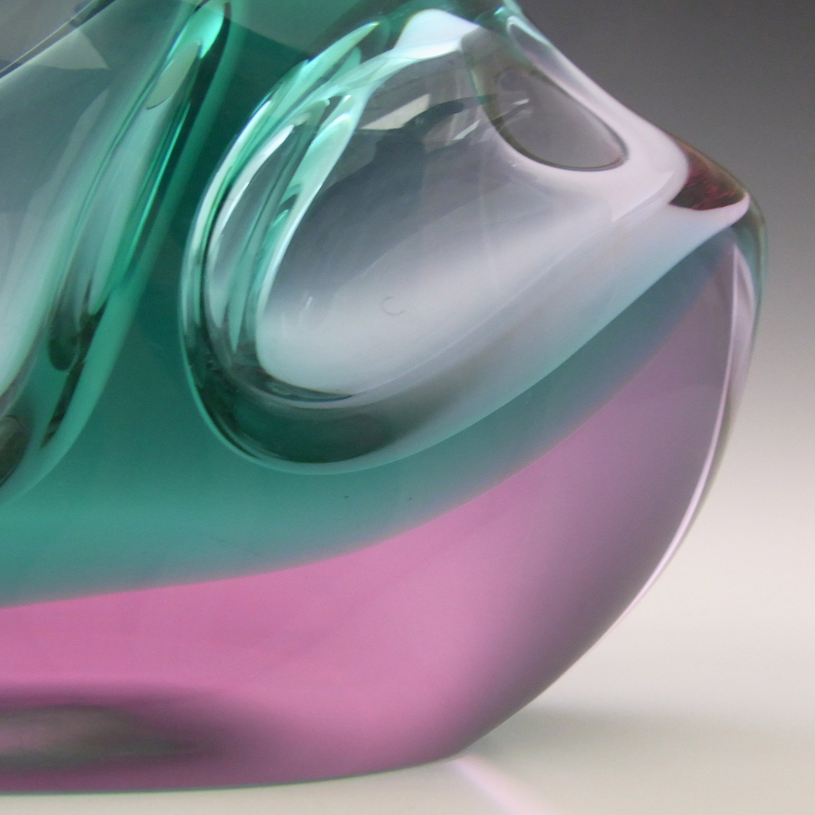 (image for) Zelezny Brod Sklo (ZBS) Turquoise & Pink Glass Vase - Click Image to Close