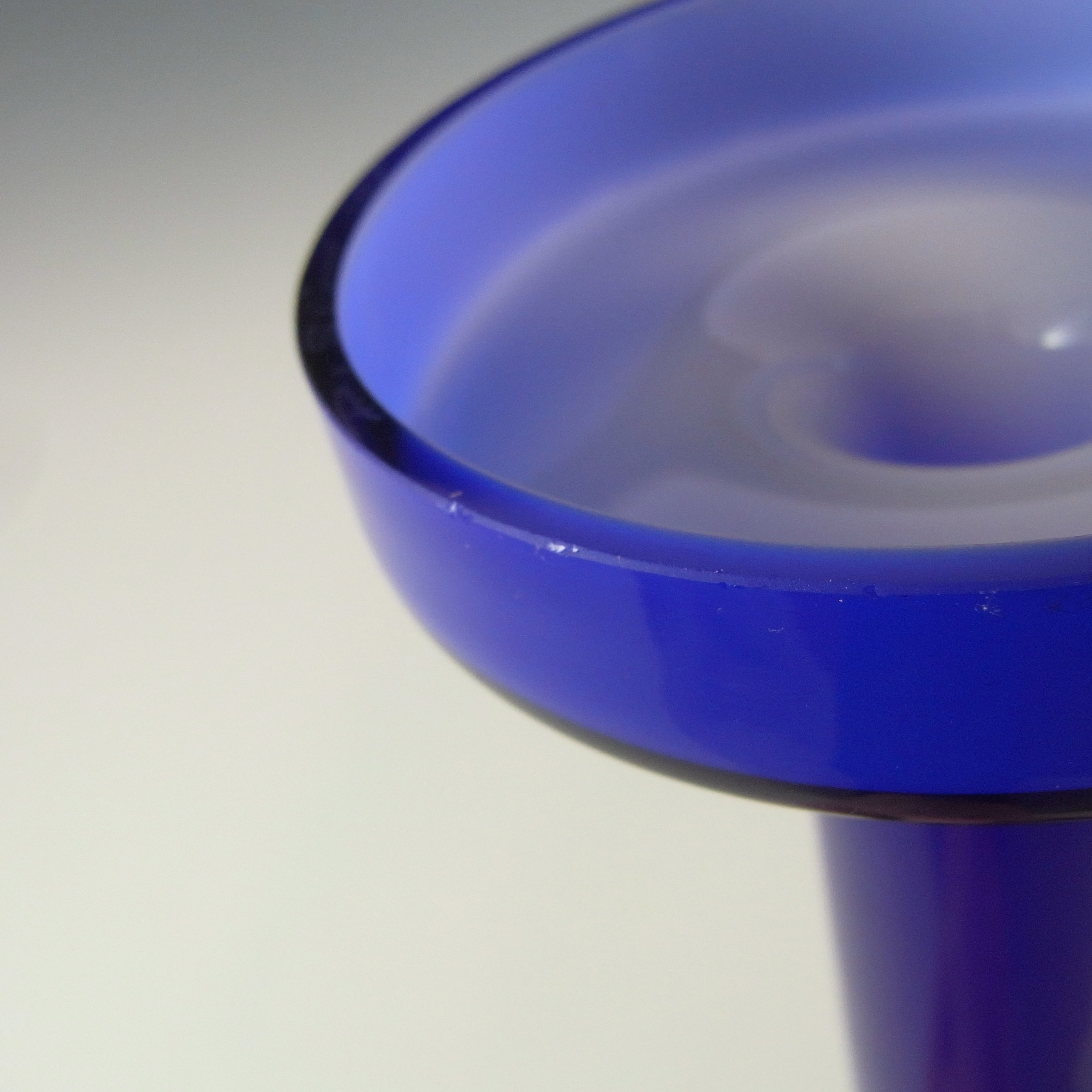 (image for) SIGNED Alsterfors / Per Ström Blue Cased Glass Candle Holder - Click Image to Close