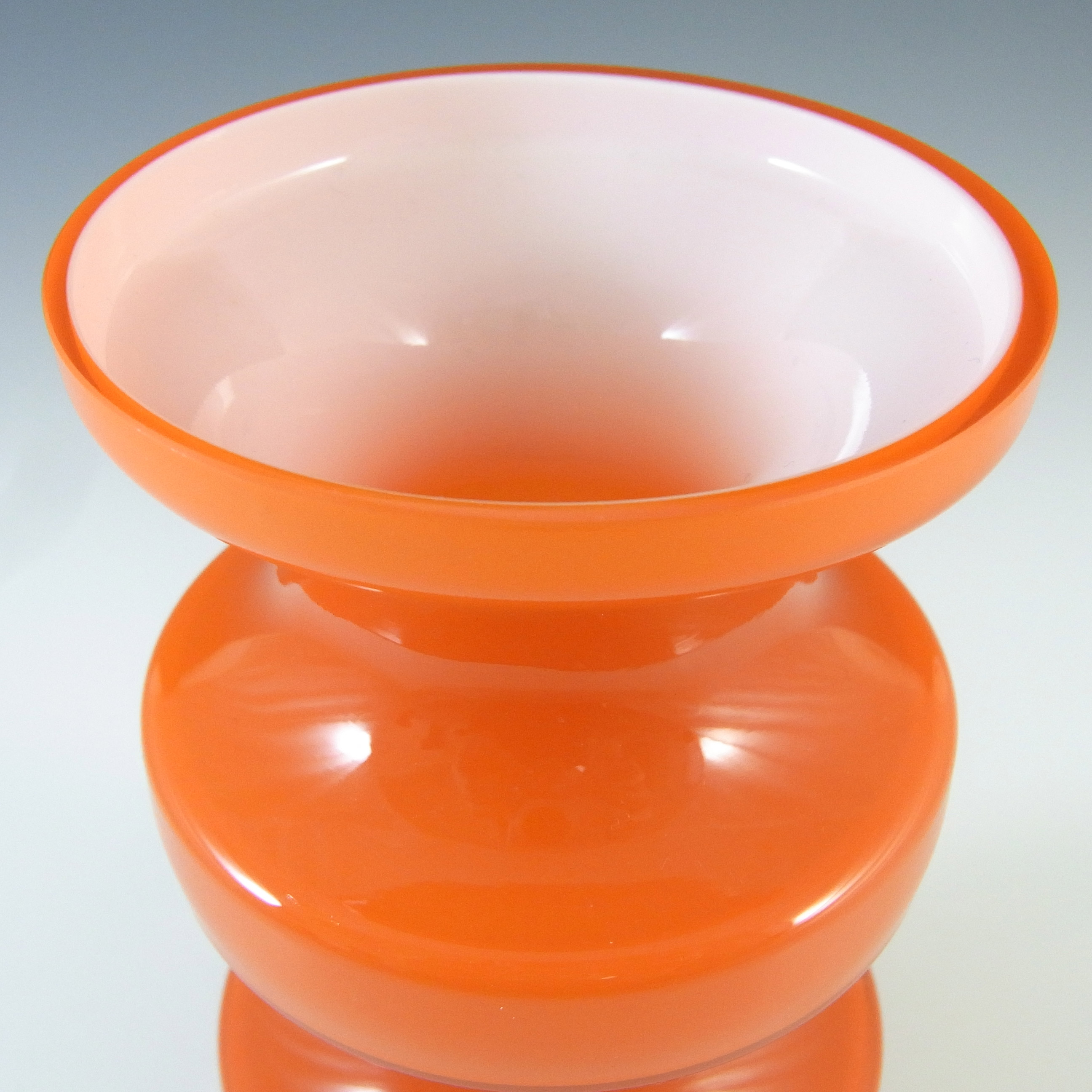 (image for) SIGNED Alsterfors/Per Ström Orange Hooped Cased Glass Vase - Click Image to Close