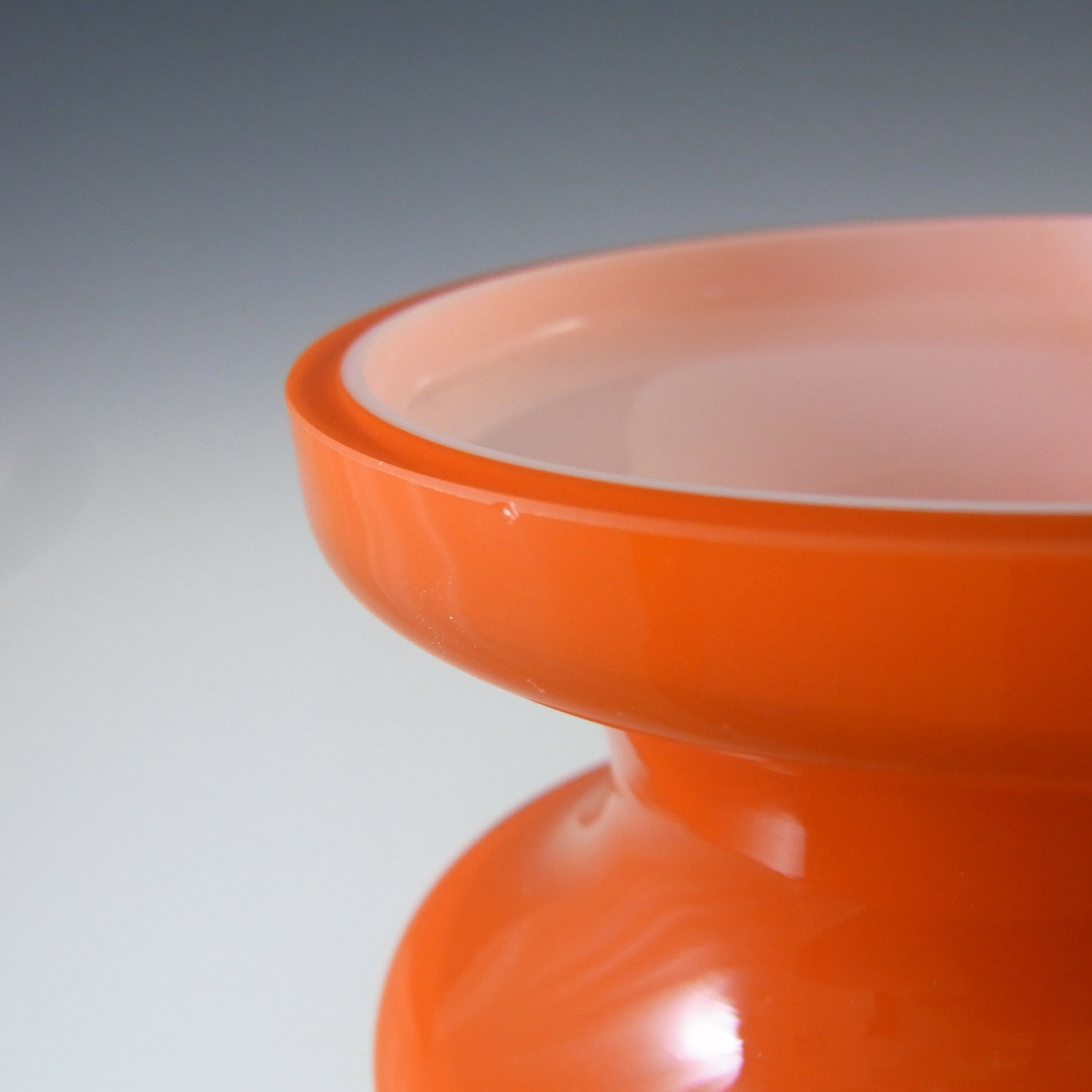SIGNED Alsterfors/Per Ström Orange Hooped Cased Glass Vase - Click Image to Close