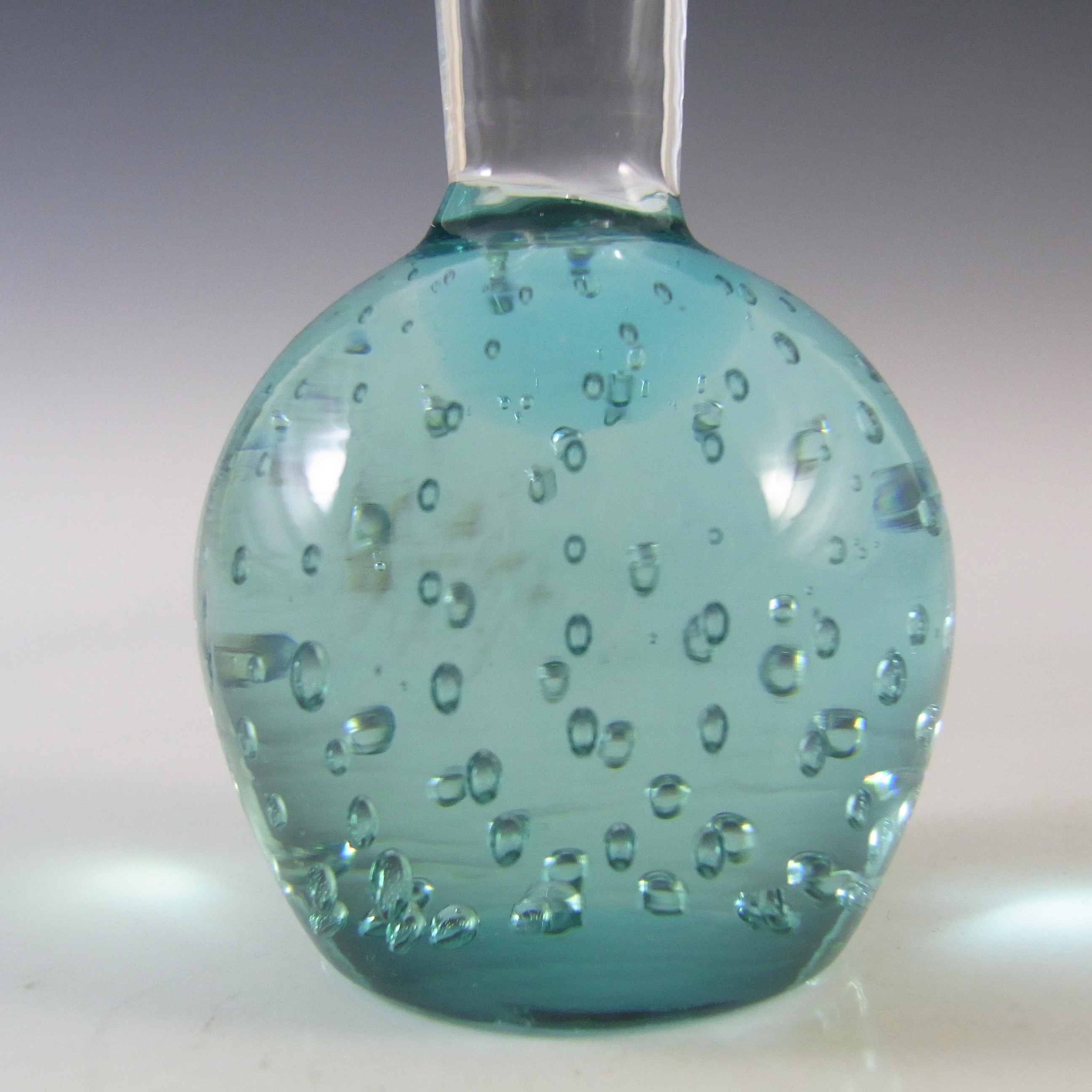 (image for) Scandinavian Blue Glass Stem Vase with Bubble Base - Click Image to Close