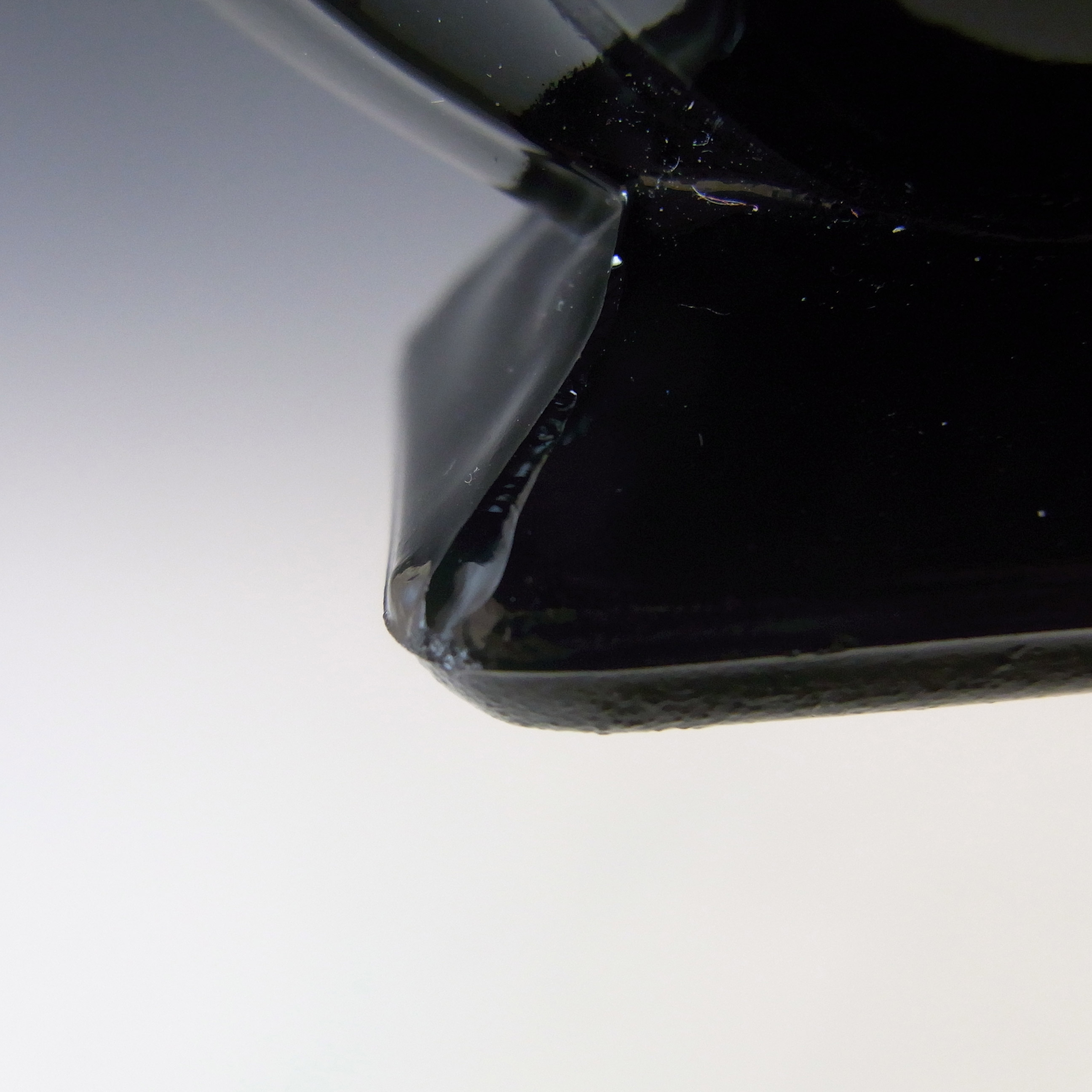 Bagley #3061 Art Deco Polkadot Black Glass 'Equinox' Posy Bowl - Click Image to Close