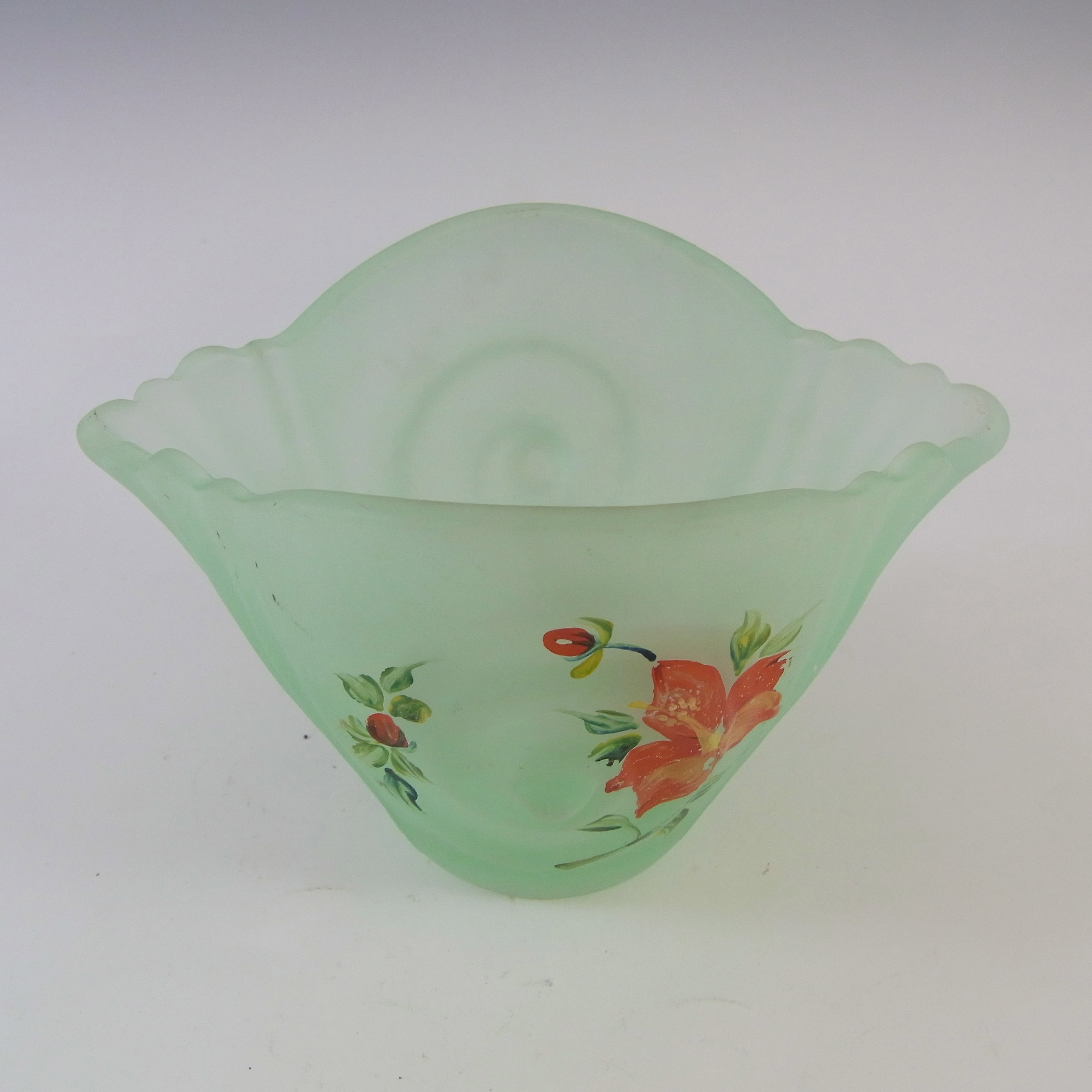 (image for) Bagley #3257 Art Deco Green Glass 'Neptune' Posy Vase - Click Image to Close