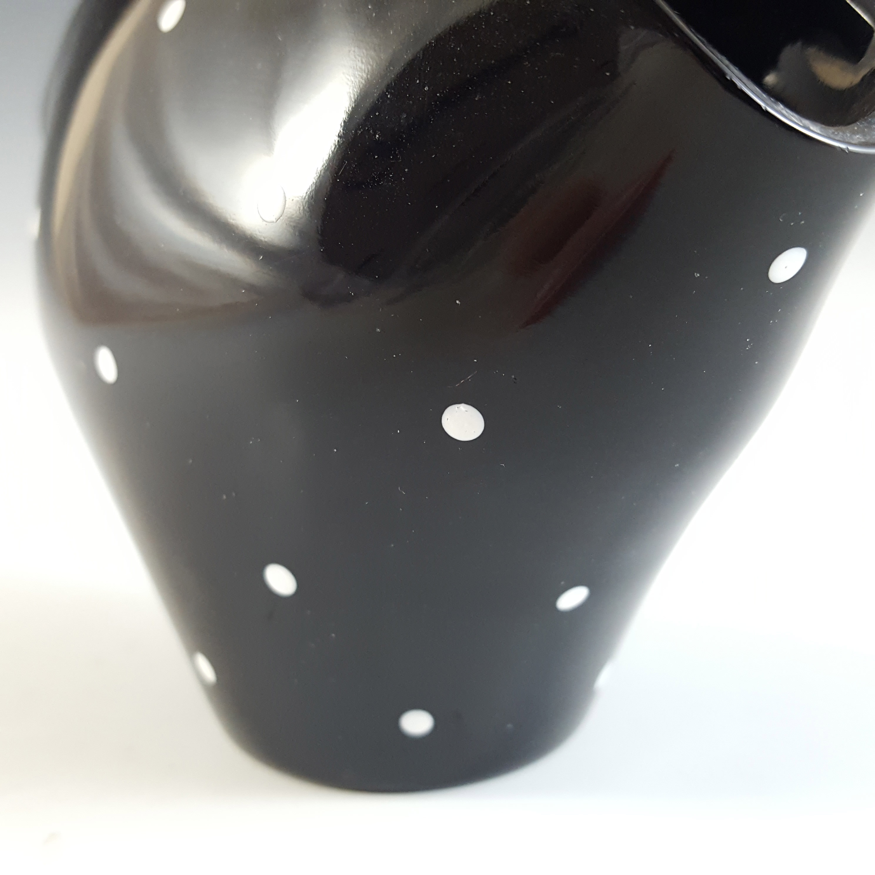 Bagley Vintage Art Deco Polkadot Black Glass 'Fantail' Posy Vase - Click Image to Close