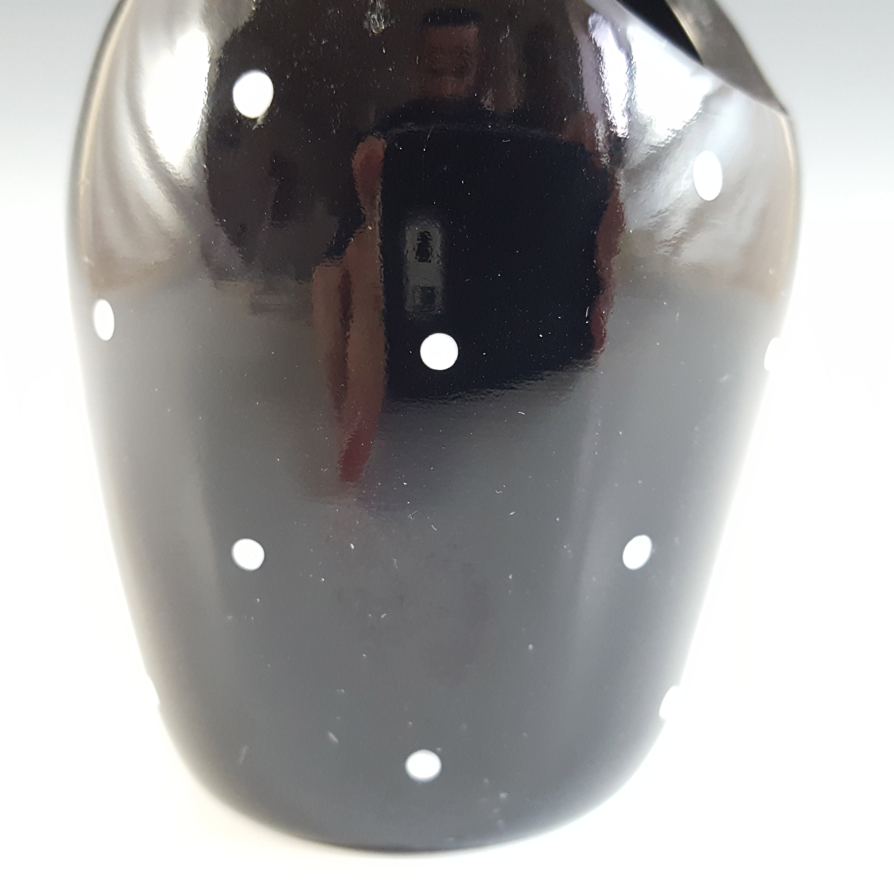 Bagley #3206 Art Deco Polkadot Black Glass 'Ocean' Posy Vase - Click Image to Close