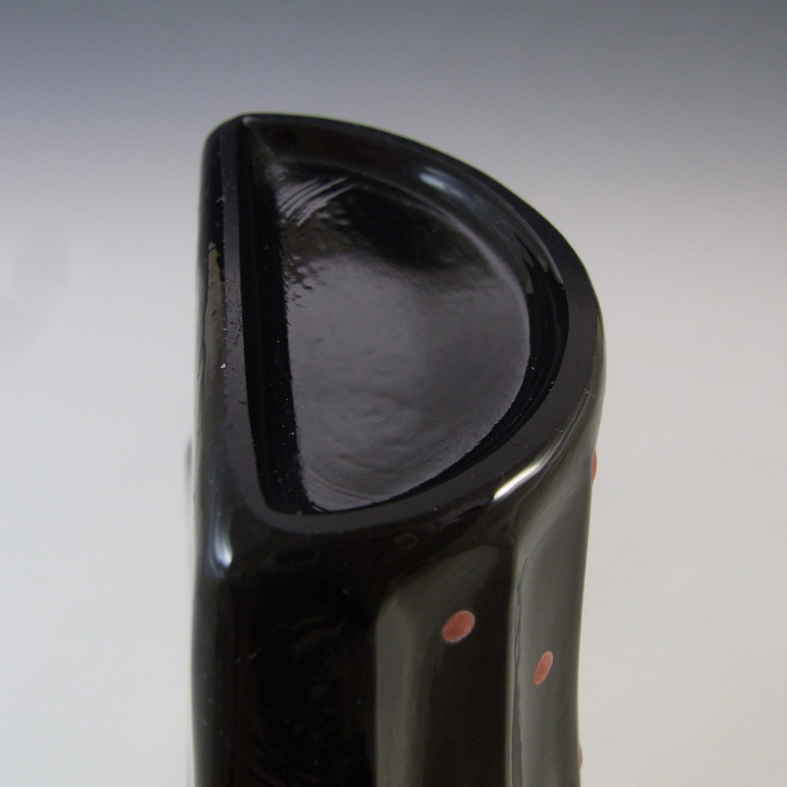 (image for) Bagley Art Deco Polkadot Black Glass 'Pattern 3193' Wall Vase - Click Image to Close