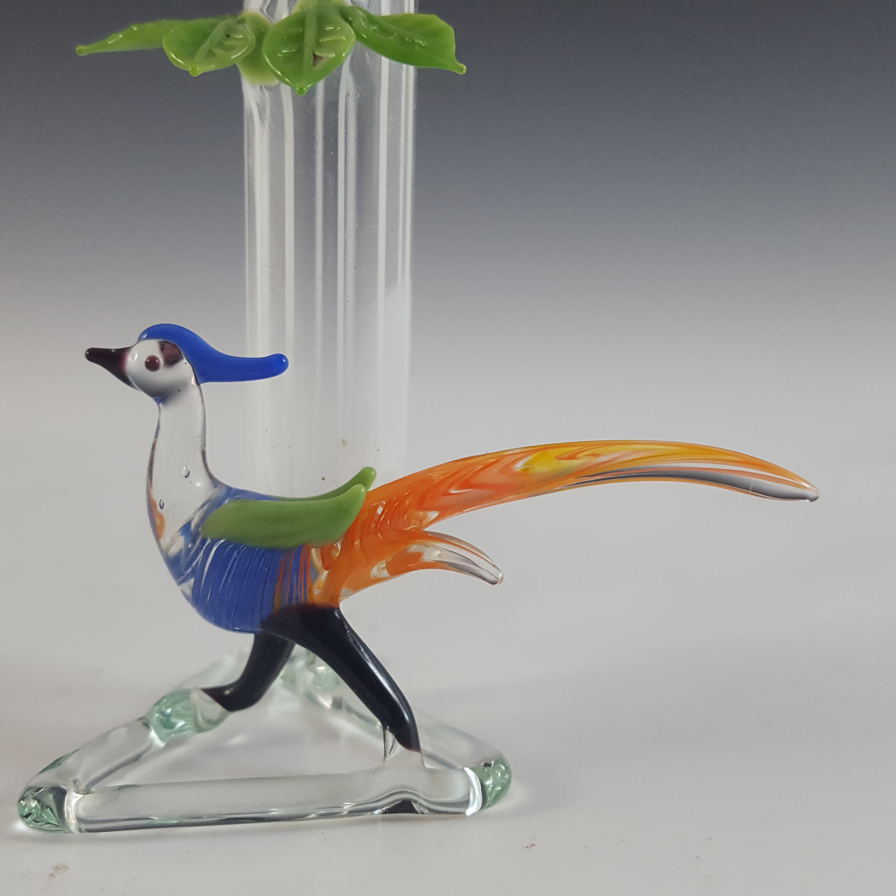 (image for) Vintage White Lampworked Vintage Glass Bird Vase - Click Image to Close
