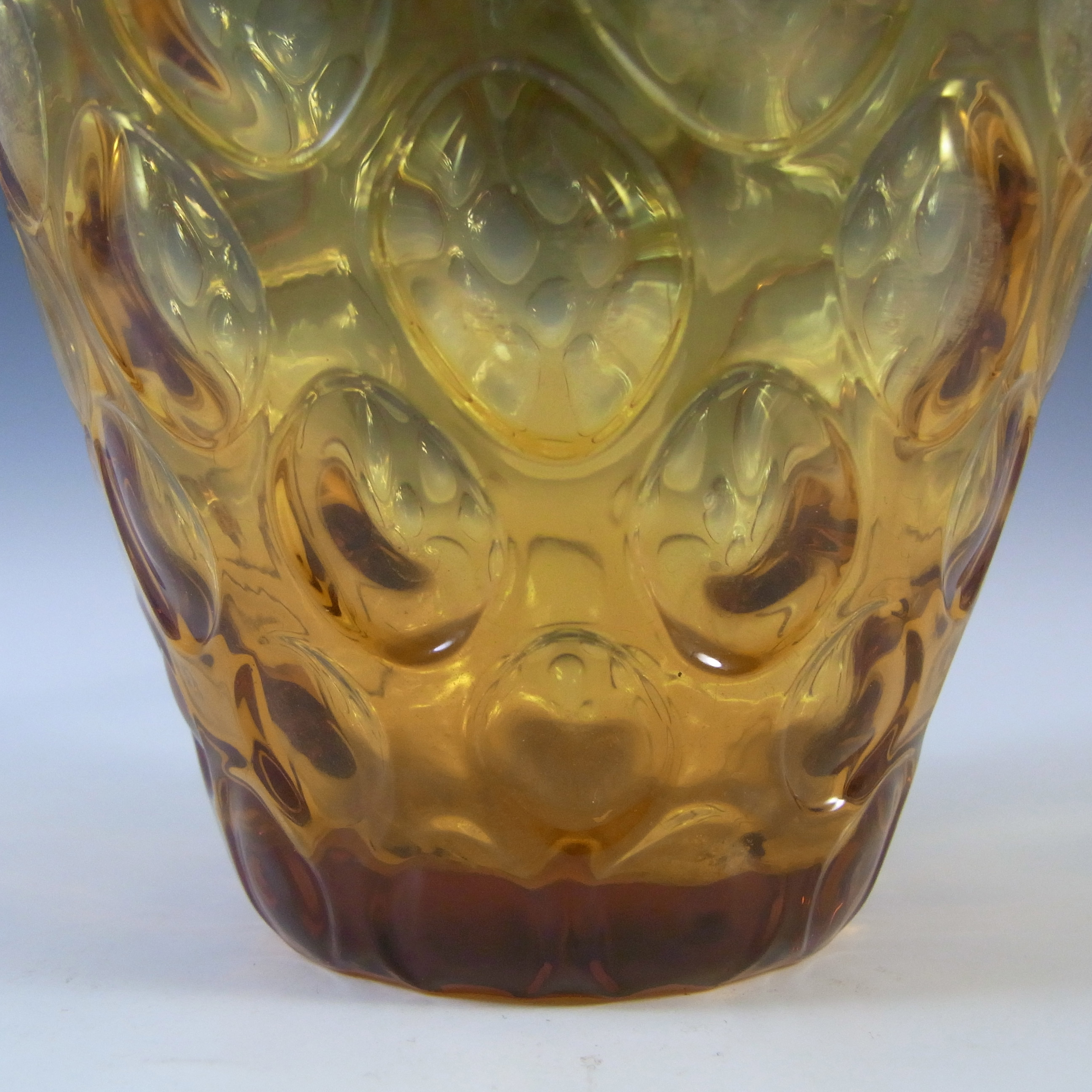 (image for) Borske Sklo Vintage Amber Glass Optical 'Olives' Vase - Click Image to Close