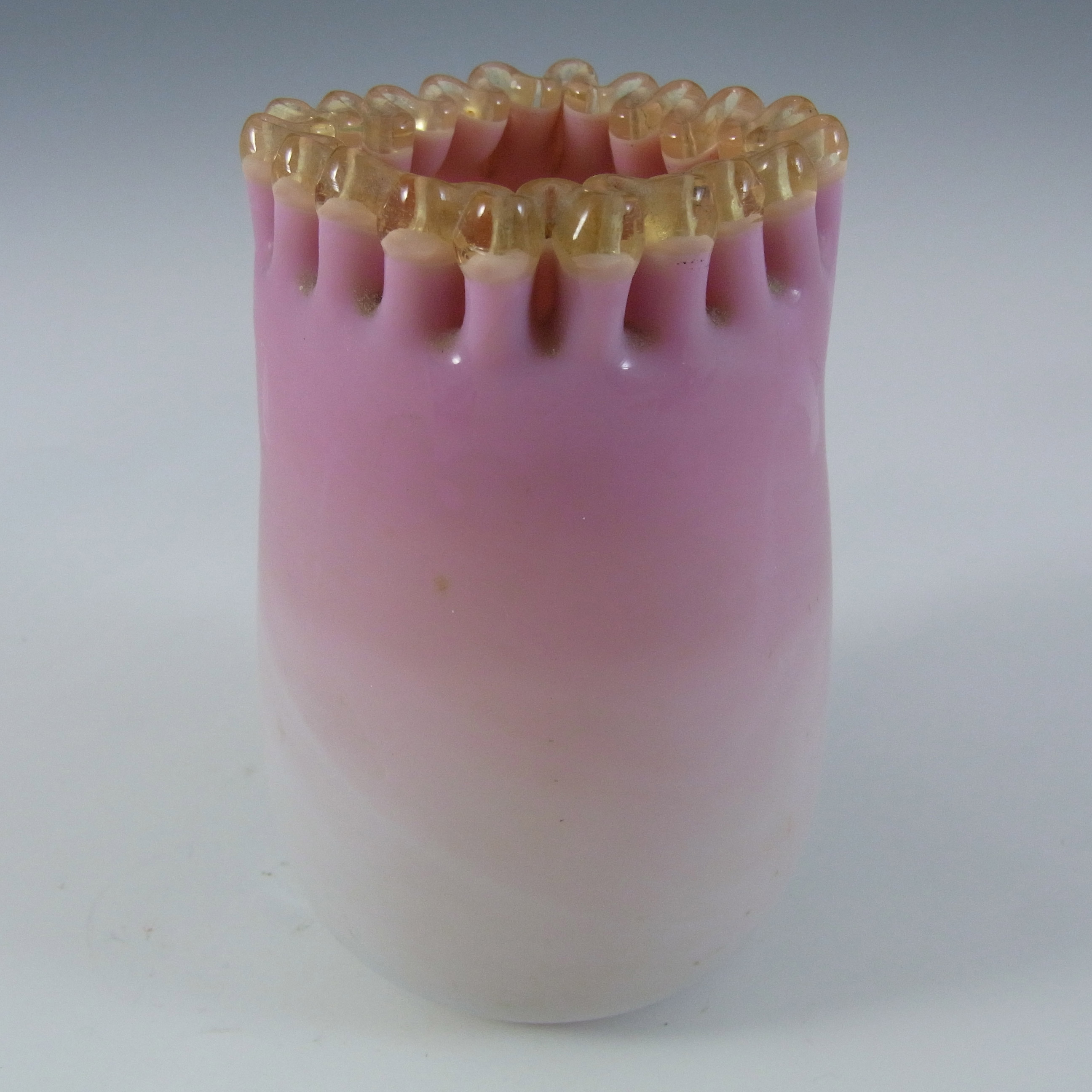 Victorian Peachblow / Peach Blow Pink Satin Glass Vase - Click Image to Close
