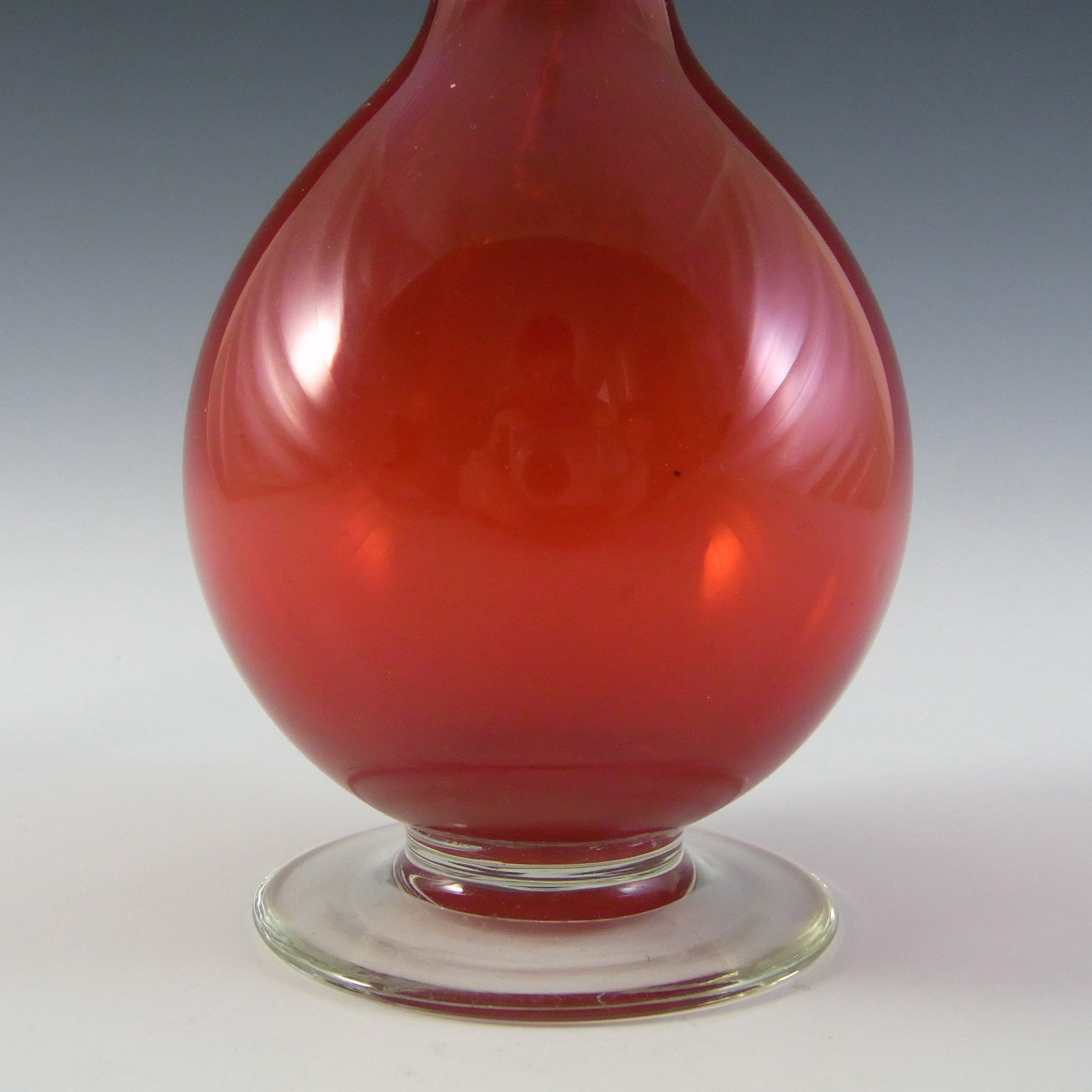 (image for) Carlo Moretti Tall Murano 'Glossy' Red Glass 16" Stem Vase - Click Image to Close