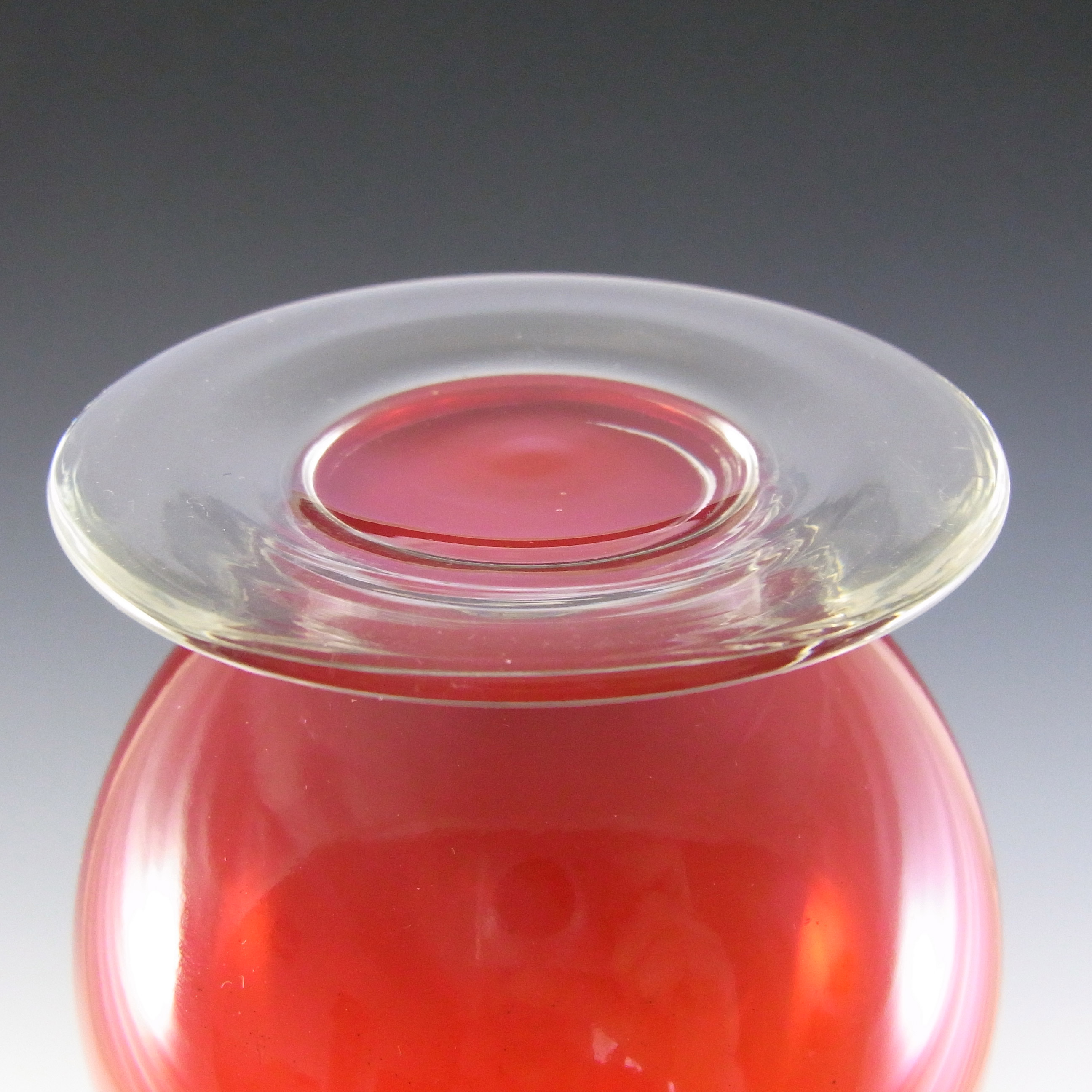 Carlo Moretti Tall Murano 'Glossy' Red Glass 16" Stem Vase - Click Image to Close