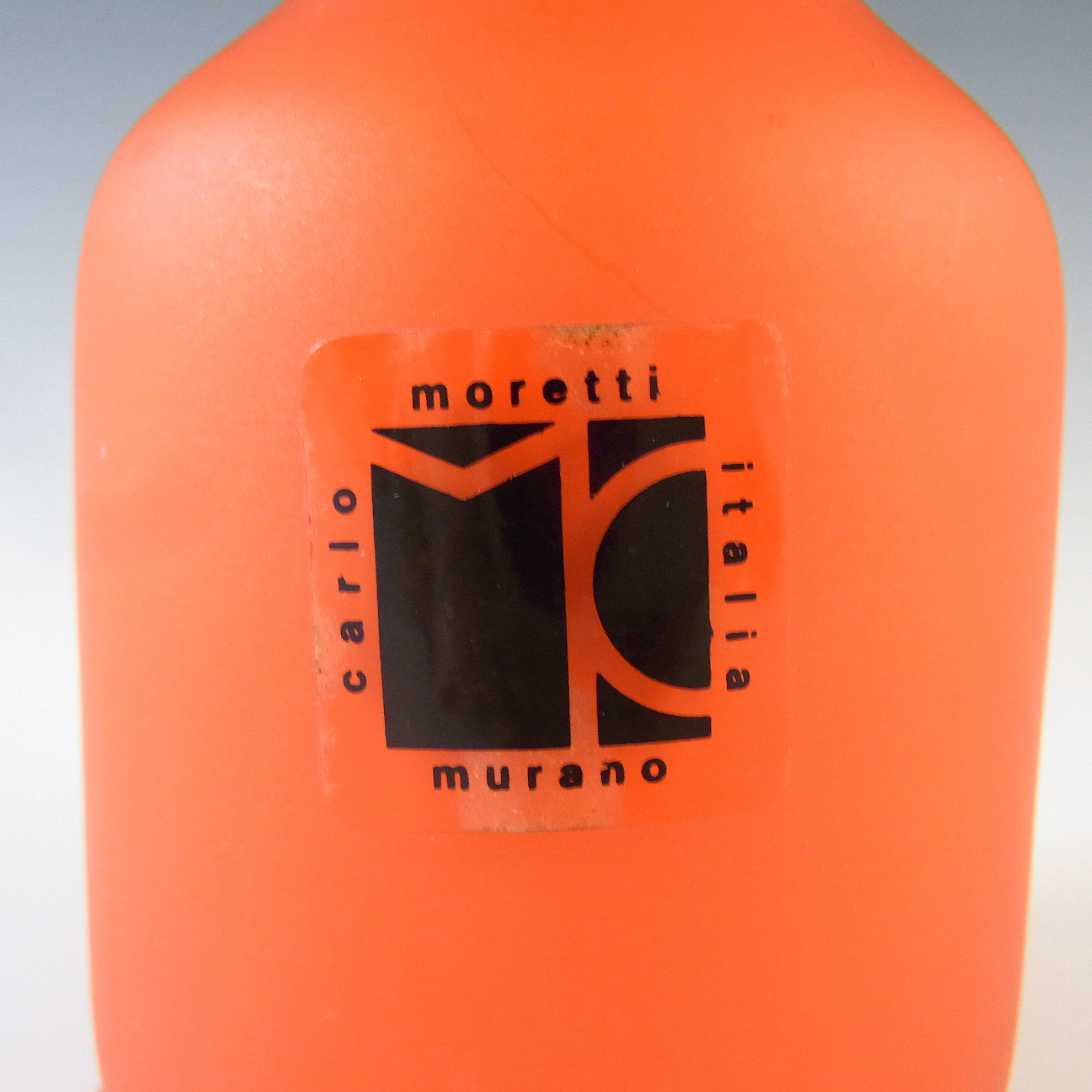 (image for) Carlo Moretti Murano 'Satinato' Orange Glass Hooped Vase - Click Image to Close