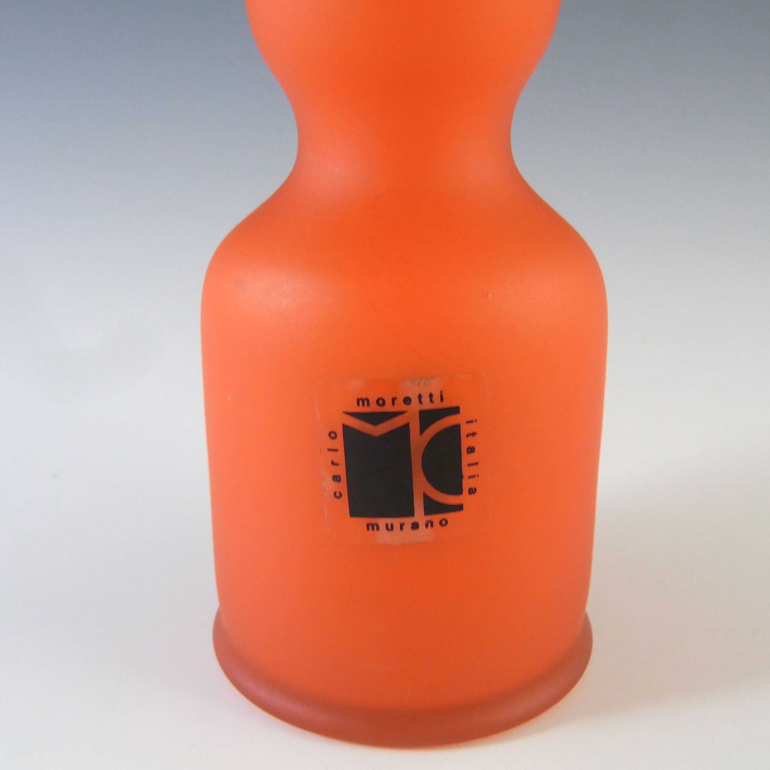(image for) Carlo Moretti Murano 'Satinato' Orange Glass Hooped Vase - Click Image to Close