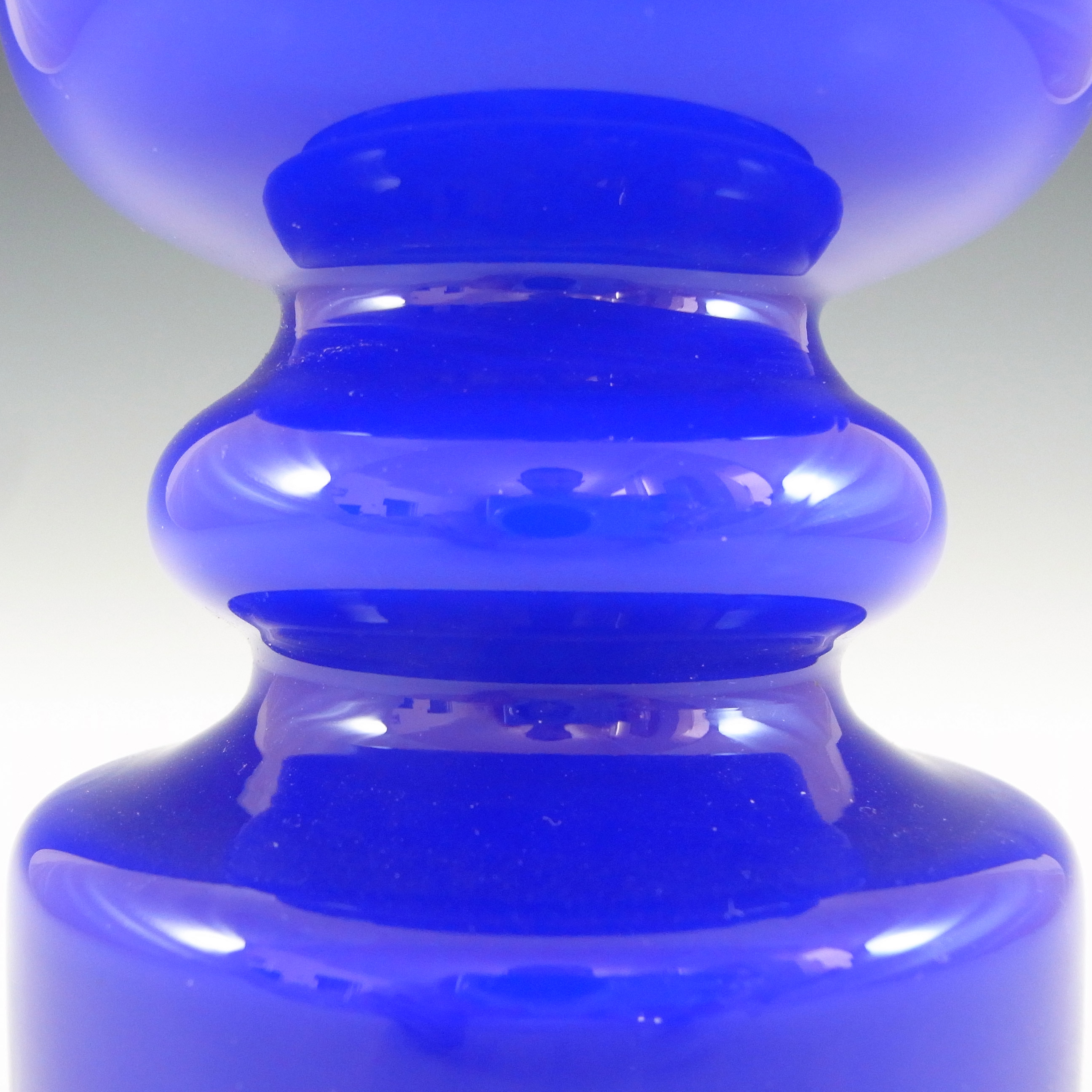 Lindshammar / JC Vintage Swedish Blue Hooped Glass Vase - Click Image to Close