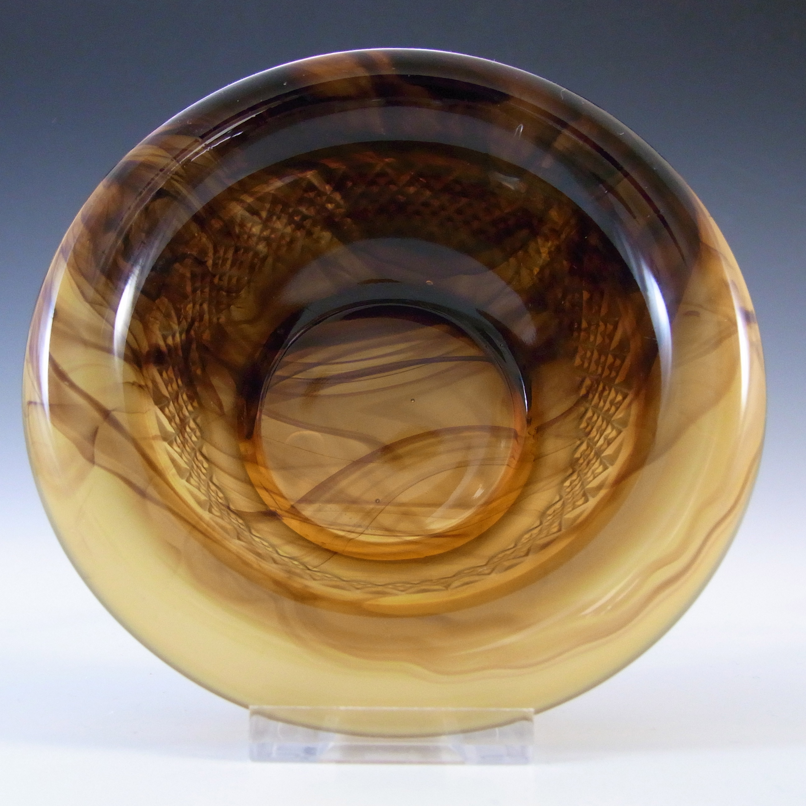 (image for) Davidson #1907TD British Art Deco Amber Cloud Glass Bowl - Click Image to Close