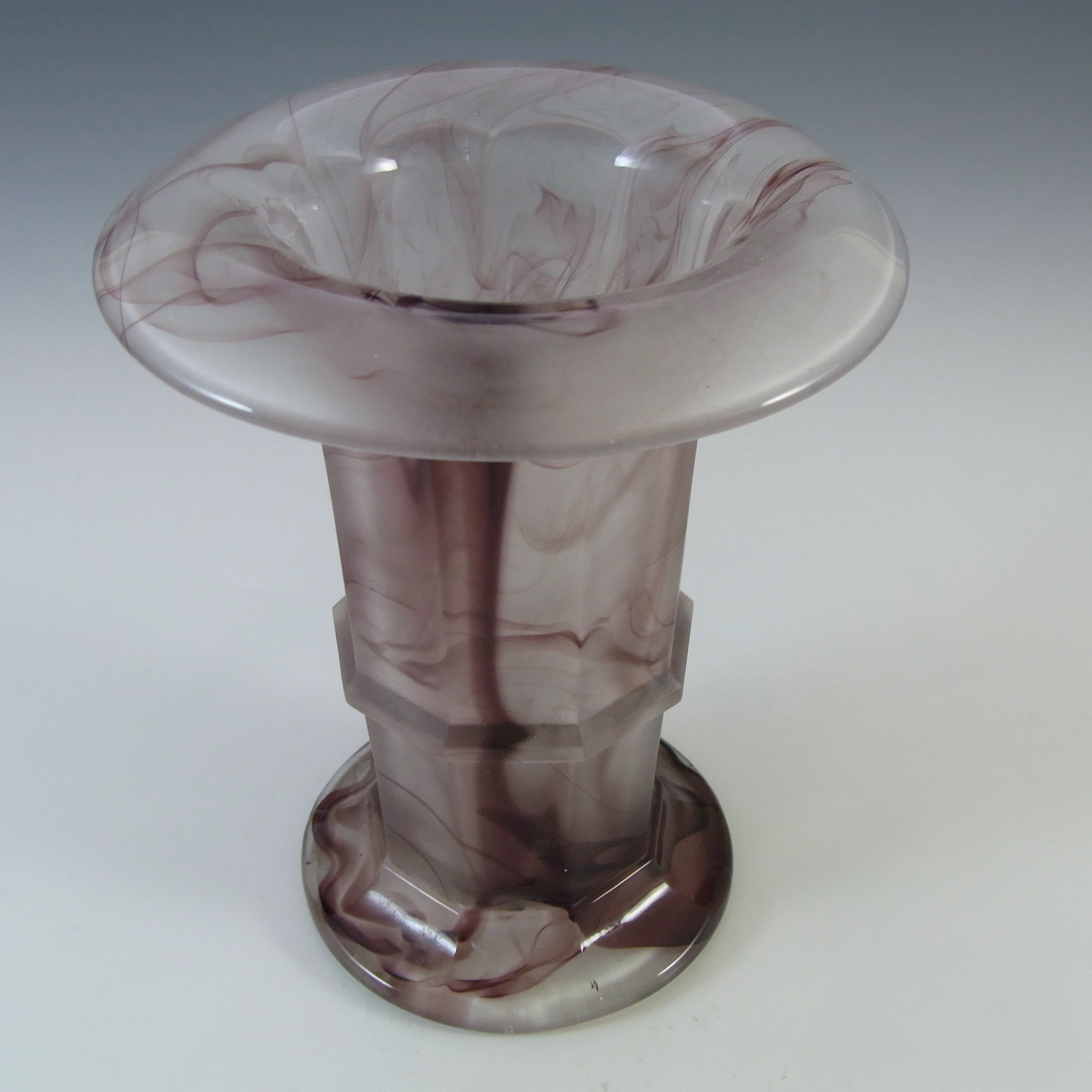 (image for) Davidson #279D 7" Art Deco Purple Cloud Glass Vase - Click Image to Close