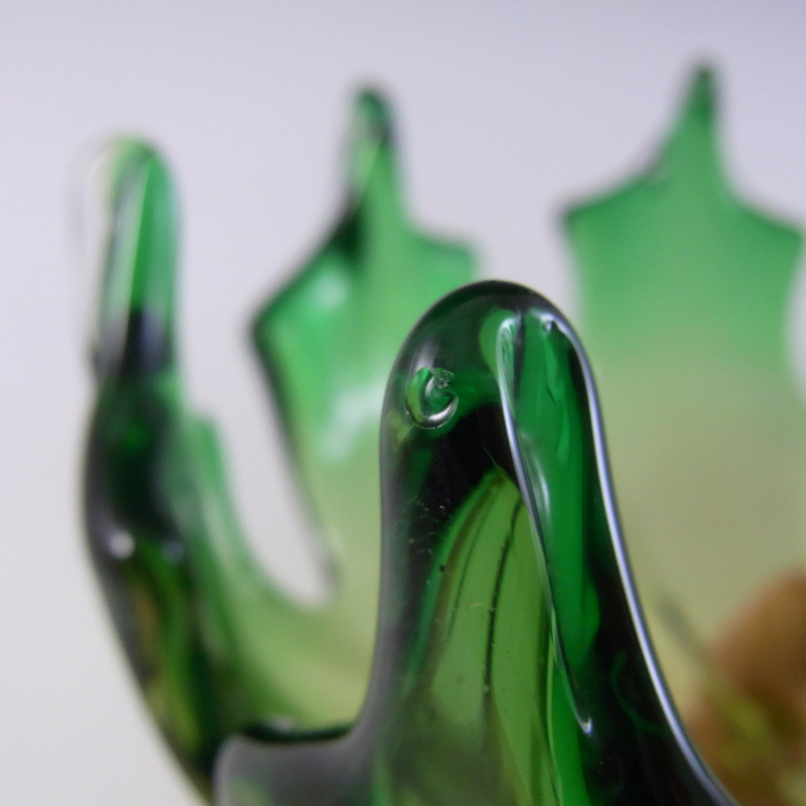 (image for) Cristallo Venezia Murano Green & Amber Sommerso Glass Vintage Bowl - Click Image to Close
