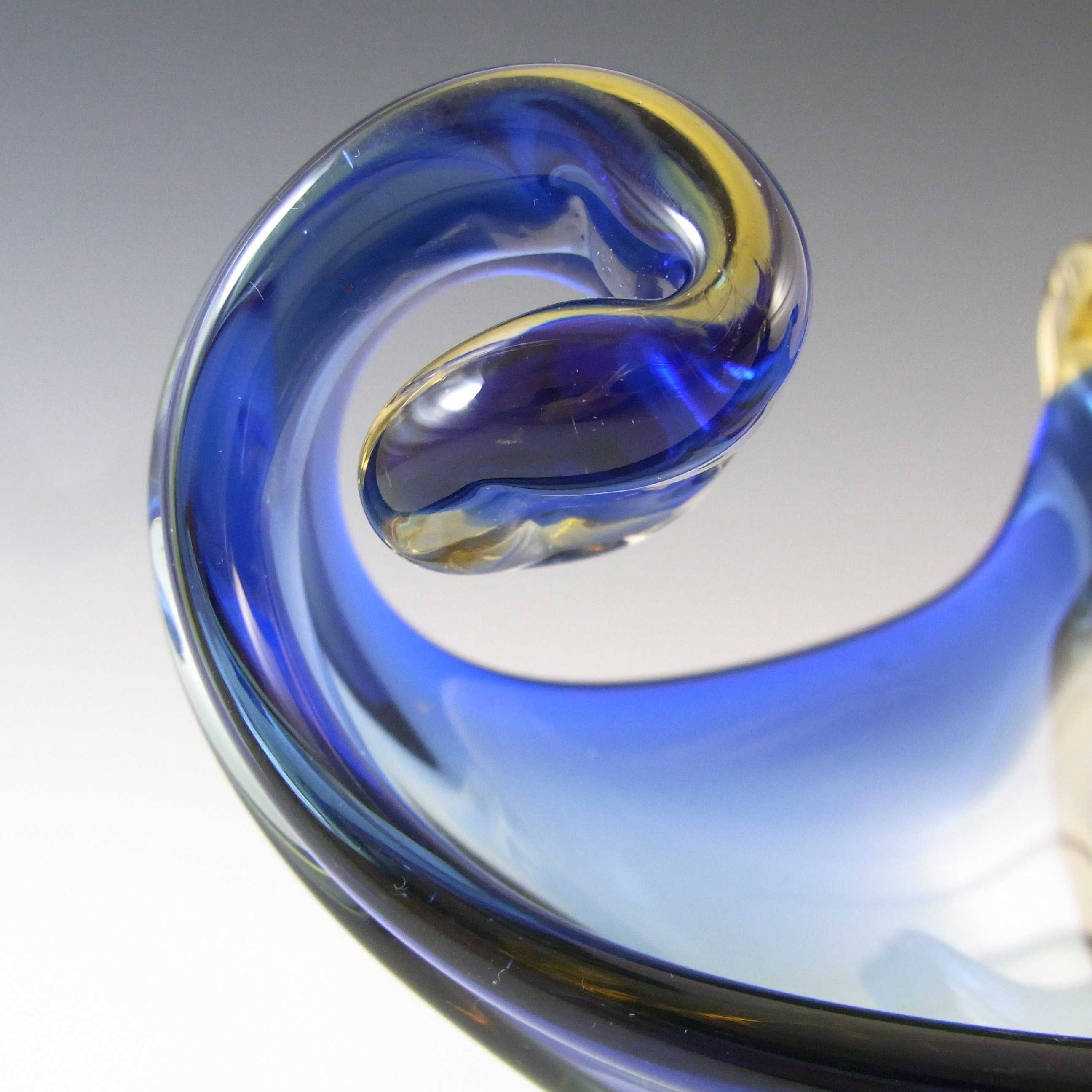 Cristallo Venezia Murano Blue & Amber Sommerso Glass Vintage Bowl - Click Image to Close