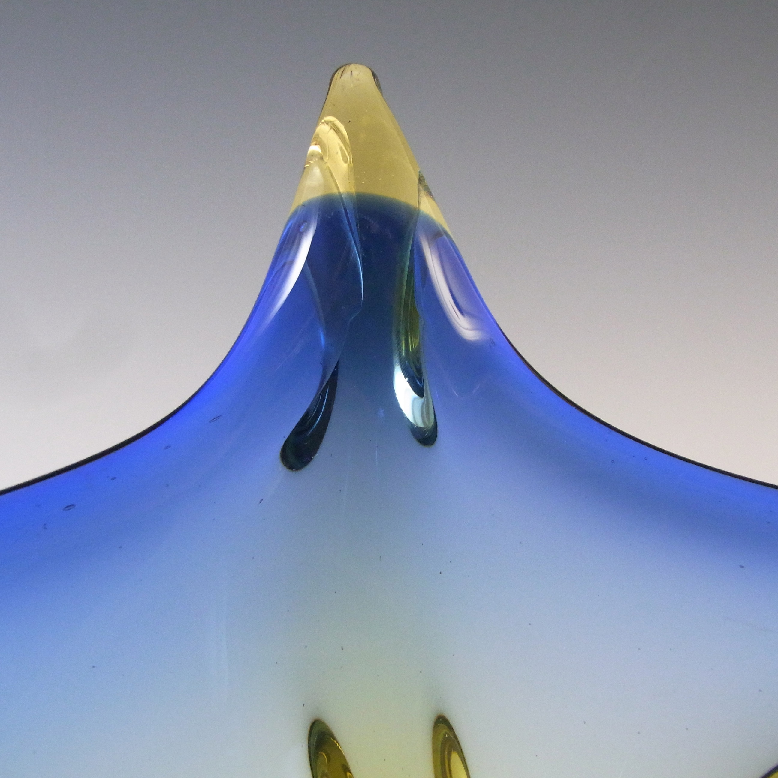 Cristallo Venezia Murano Blue & Amber Sommerso Glass Vintage Bowl - Click Image to Close
