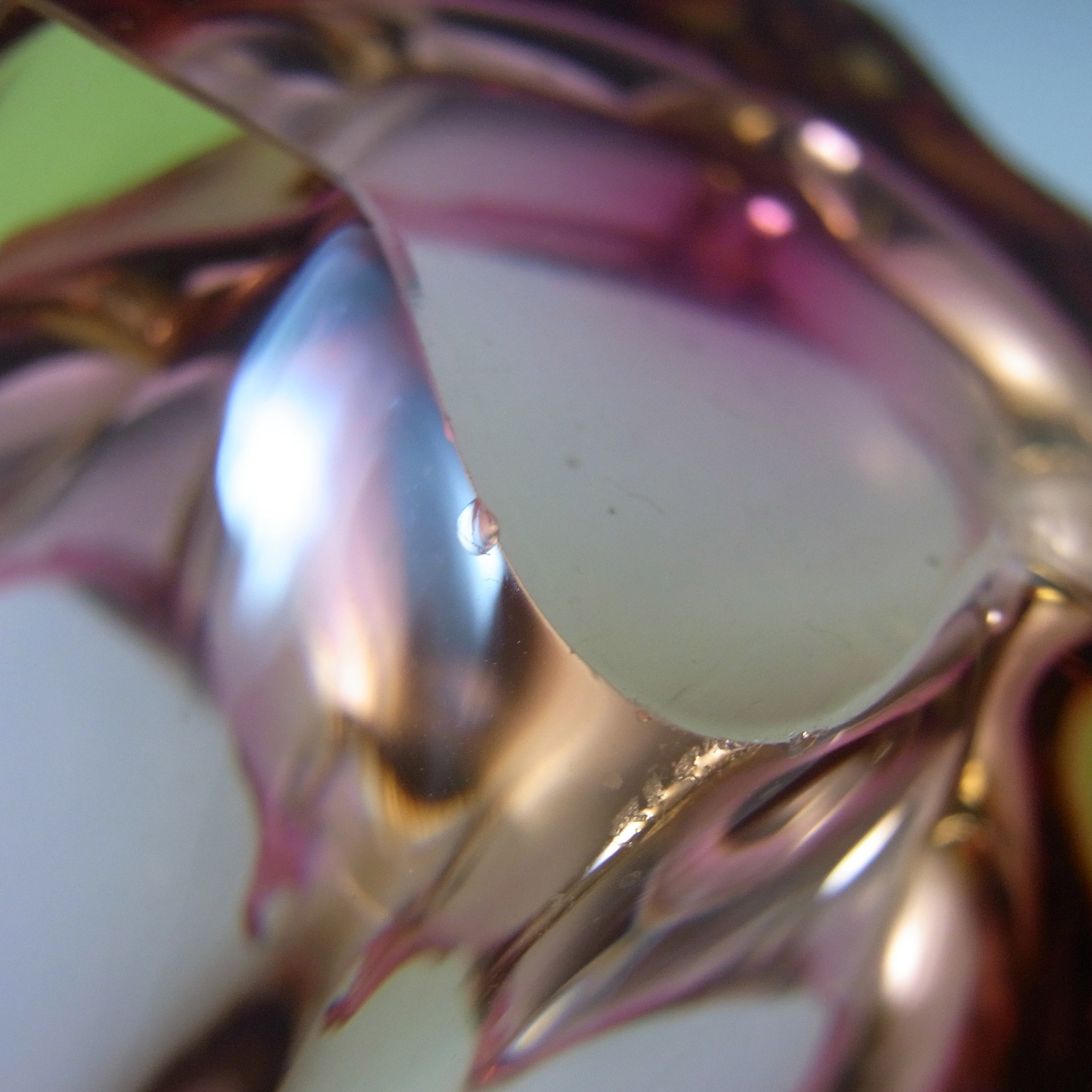 (image for) Cristallo Venezia CCC Murano Pink & Amber Sommerso Glass Bowl - Click Image to Close