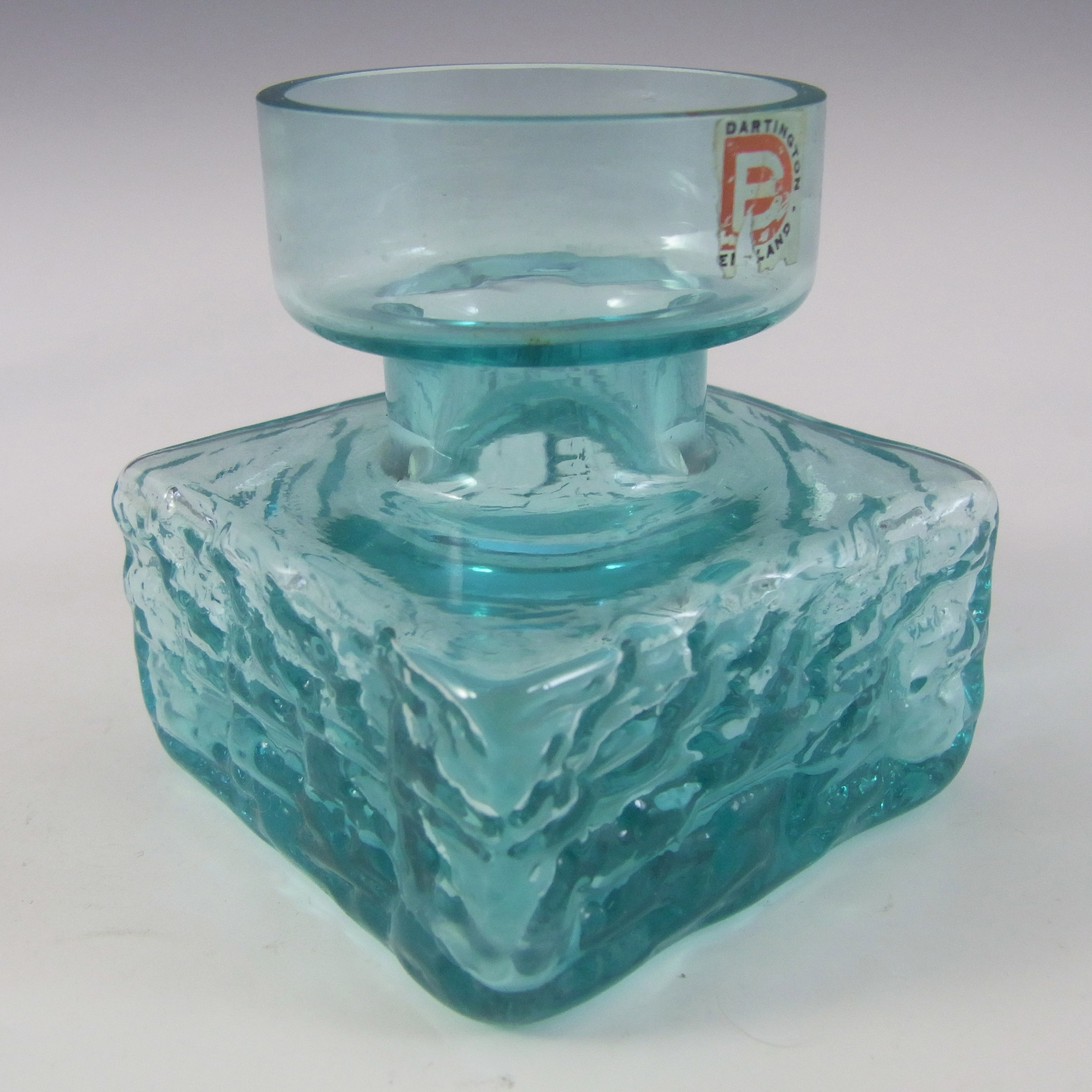 (image for) Dartington #FT98 Frank Thrower Kingfisher Blue Glass Bark Vase - Click Image to Close