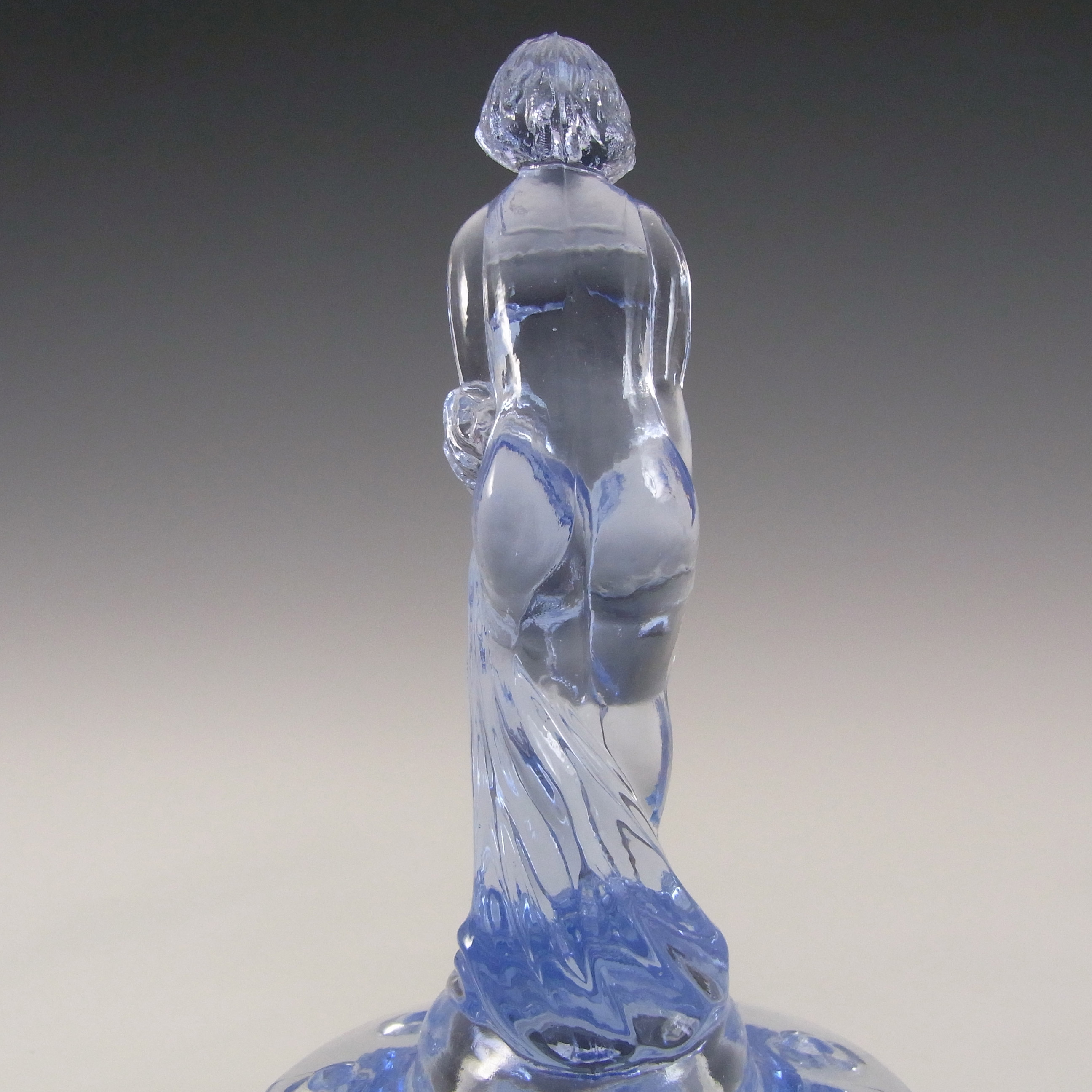 (image for) Müller & Co 'September Morn' Art Deco Blue Glass Lady Figurine - Click Image to Close