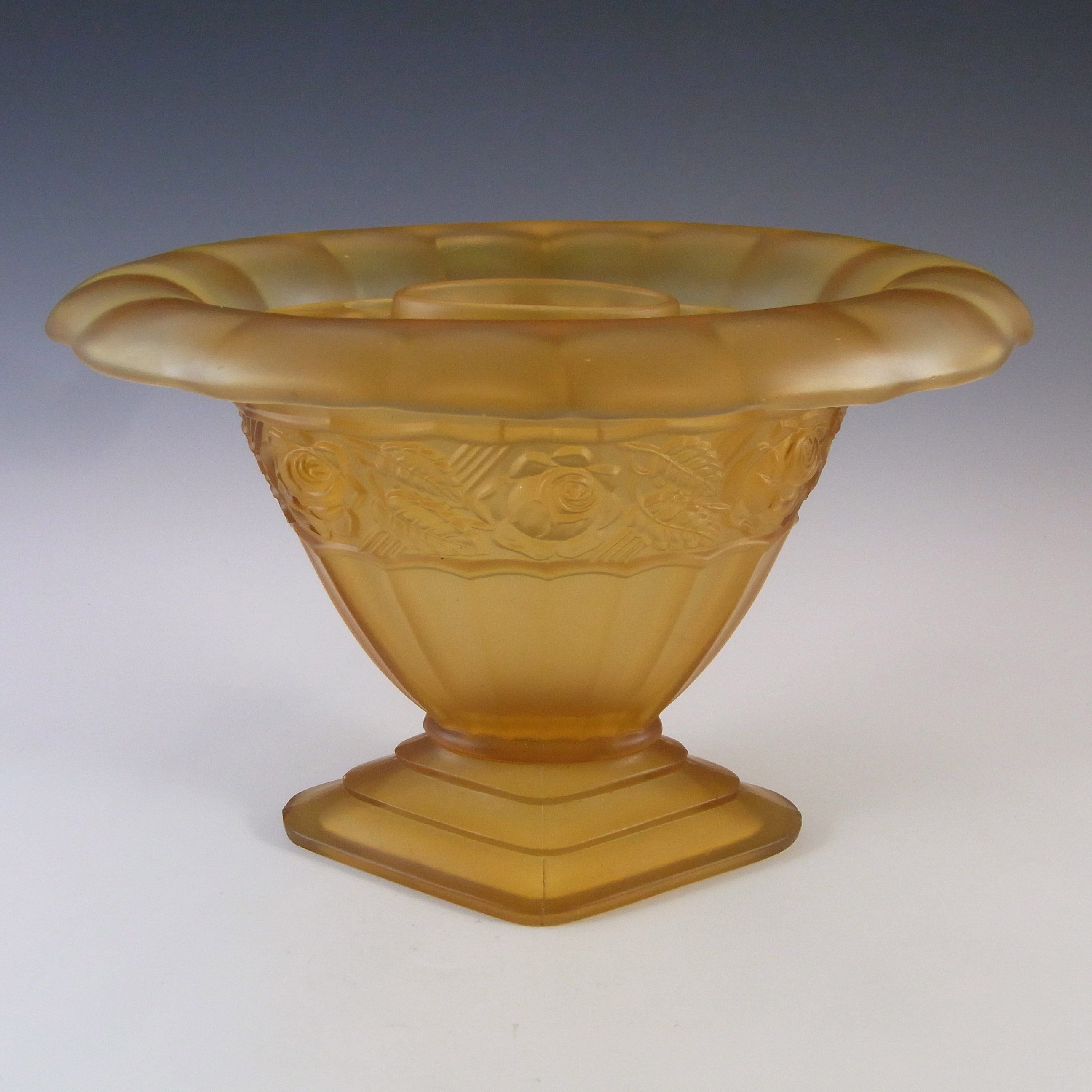 Ankerglas Bernsdorf Art Deco Amber Glass 'Rosalind' Vase - Click Image to Close