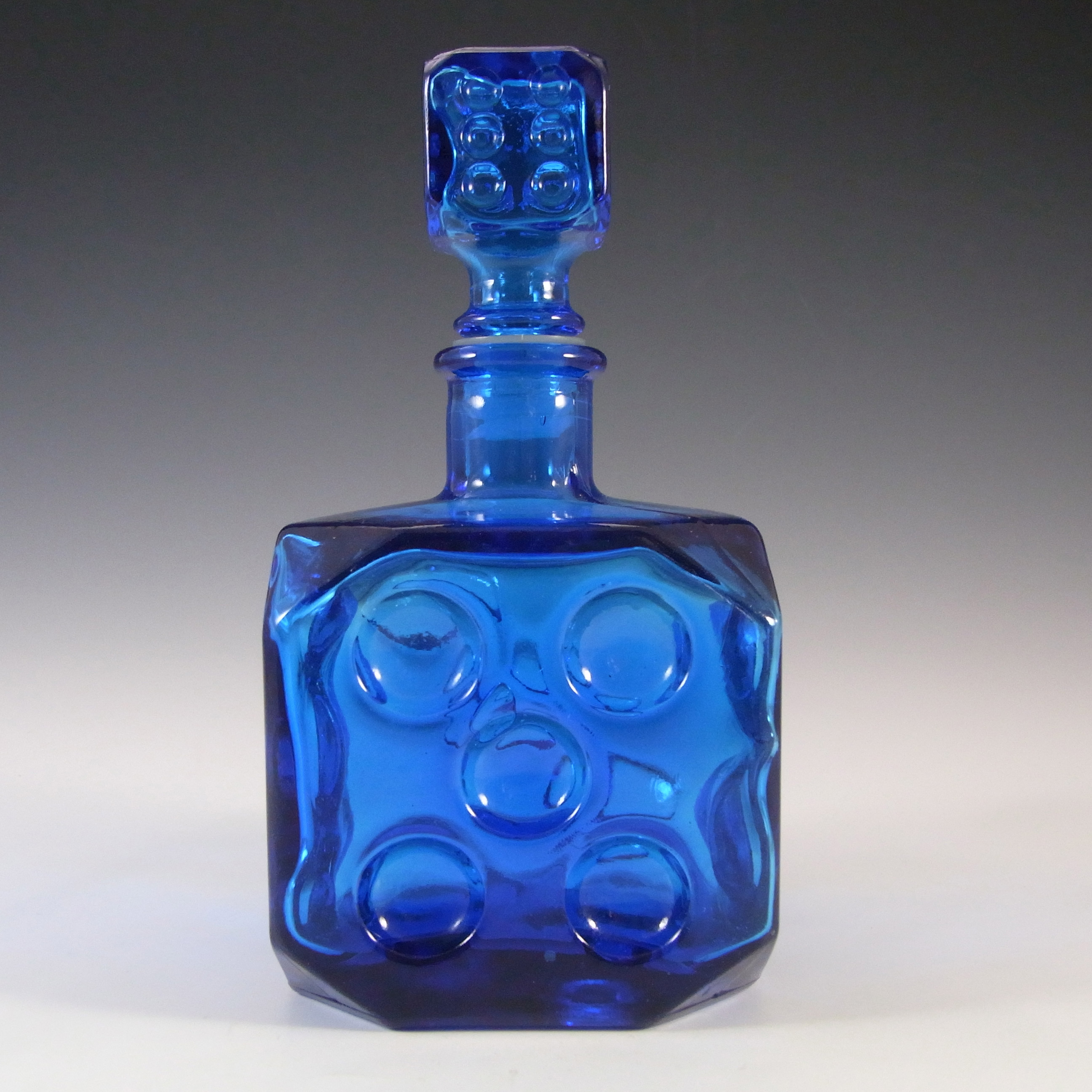 Vintage Blue Empoli Bottle Decanter Italian Art Glass