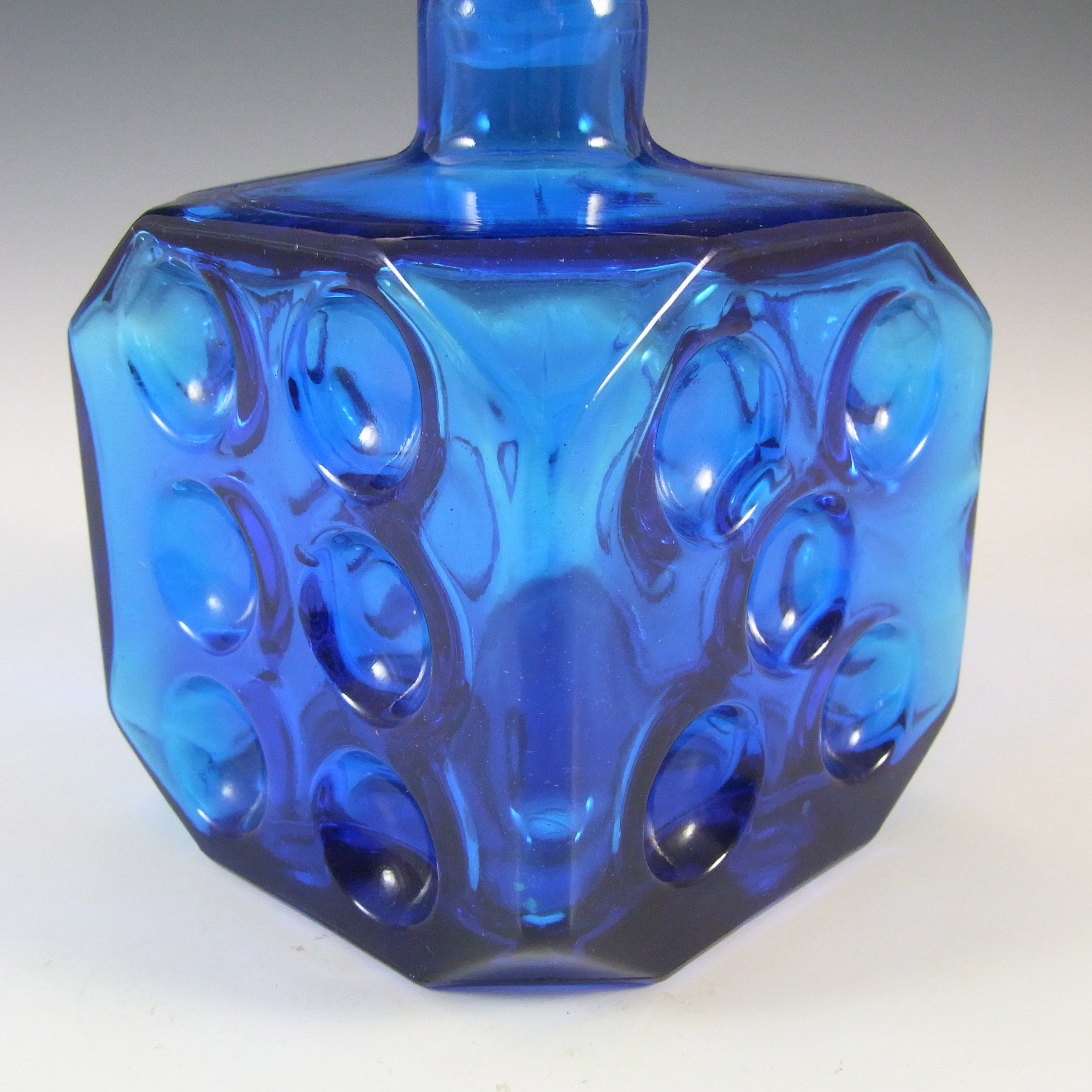 (image for) Empoli Italian Vintage Blue Glass Dice Decanter / Bottle - Click Image to Close