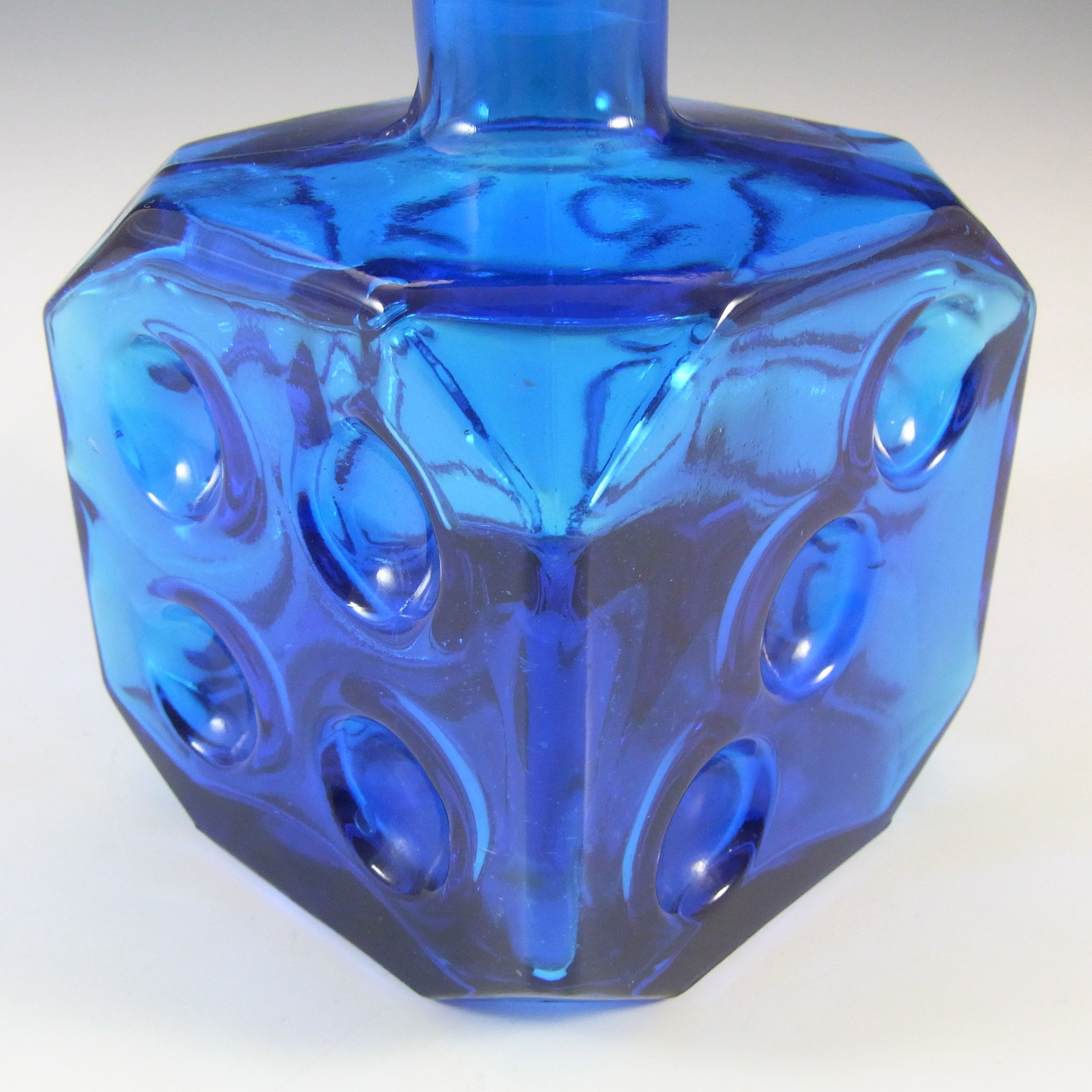 (image for) Empoli Italian Vintage Blue Glass Dice Decanter / Bottle - Click Image to Close