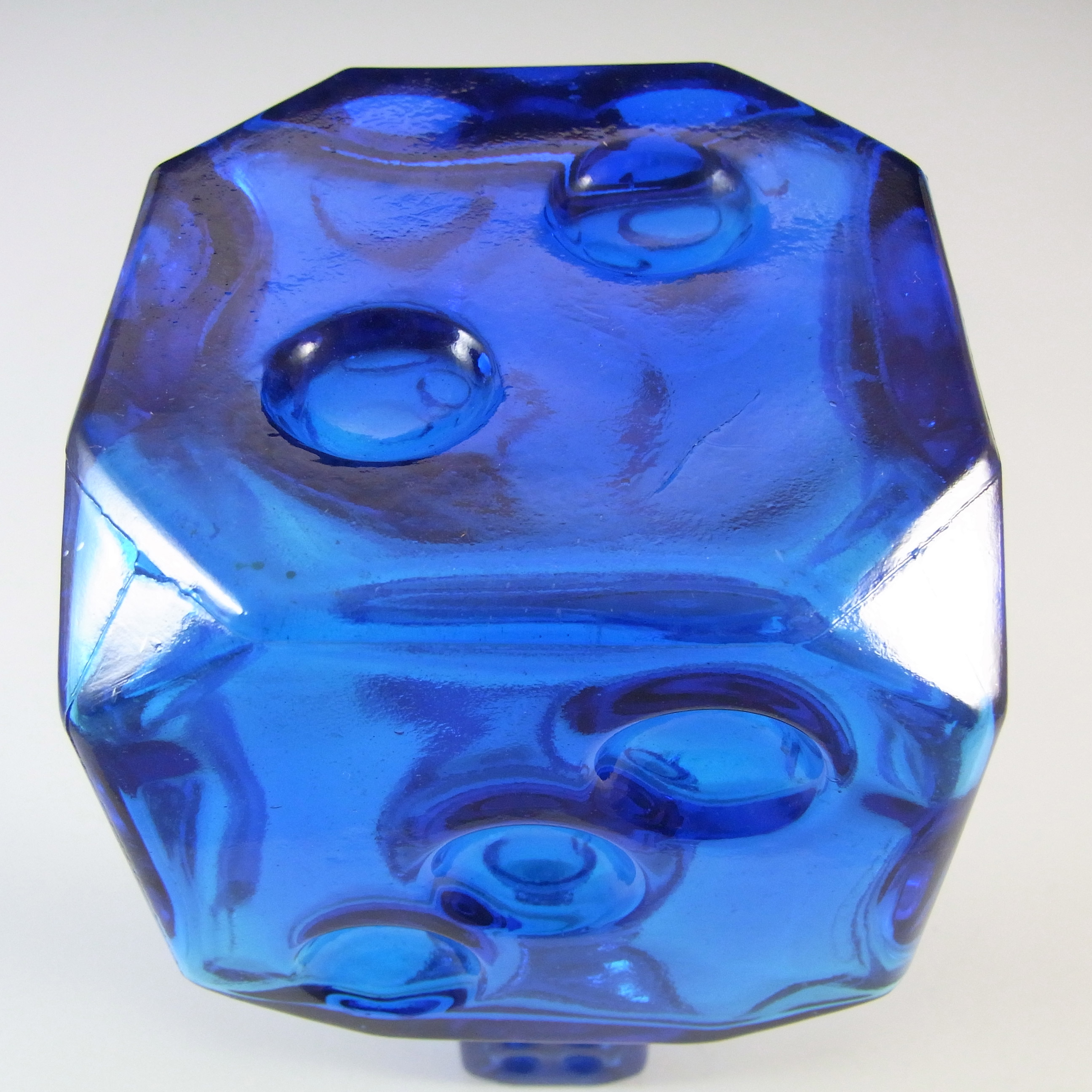 Empoli Italian Vintage Blue Glass Dice Decanter / Bottle - Click Image to Close