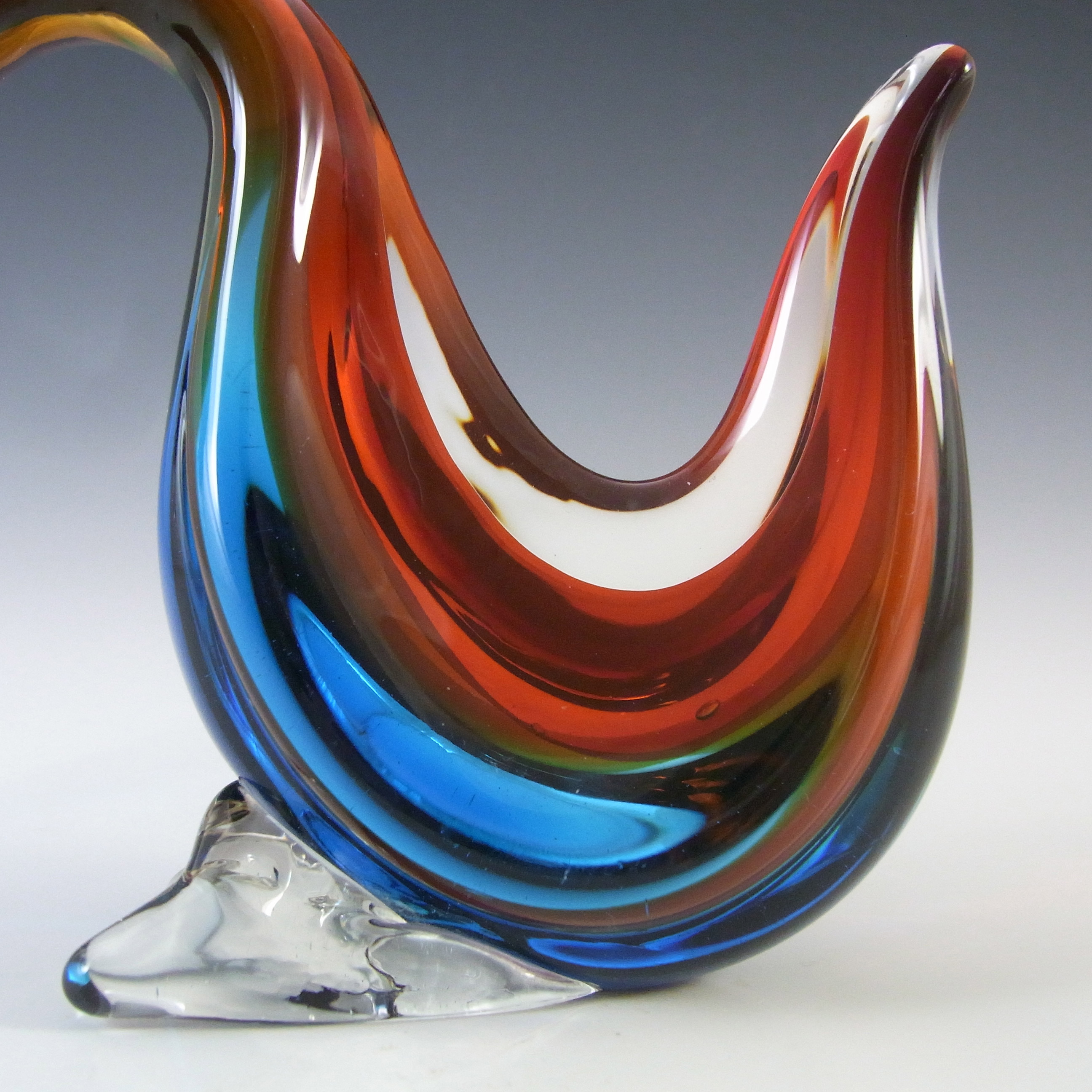 (image for) Murano Red & Blue Sommerso Glass Duck or Swan Sculpture - Click Image to Close