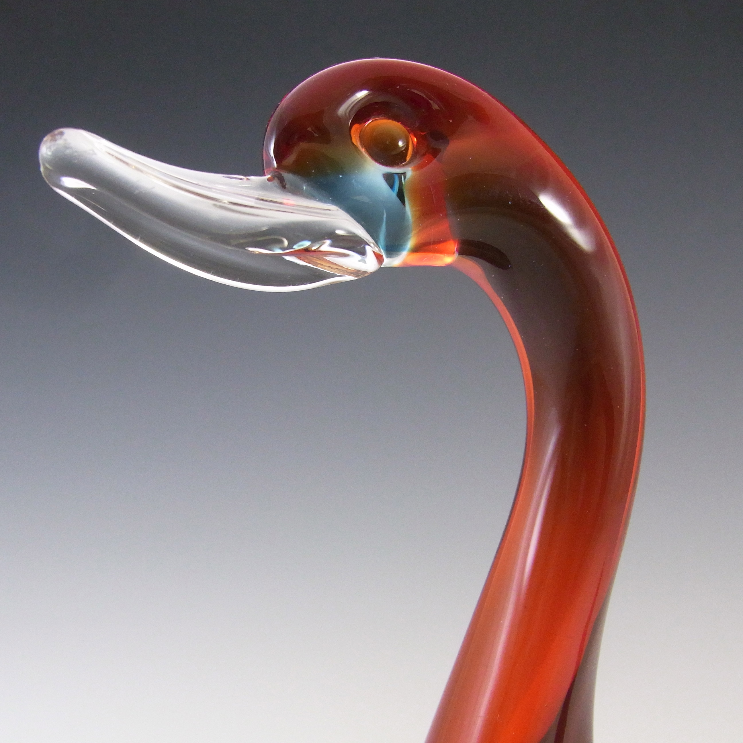 (image for) Murano Red & Blue Sommerso Glass Duck or Swan Figurine - Click Image to Close