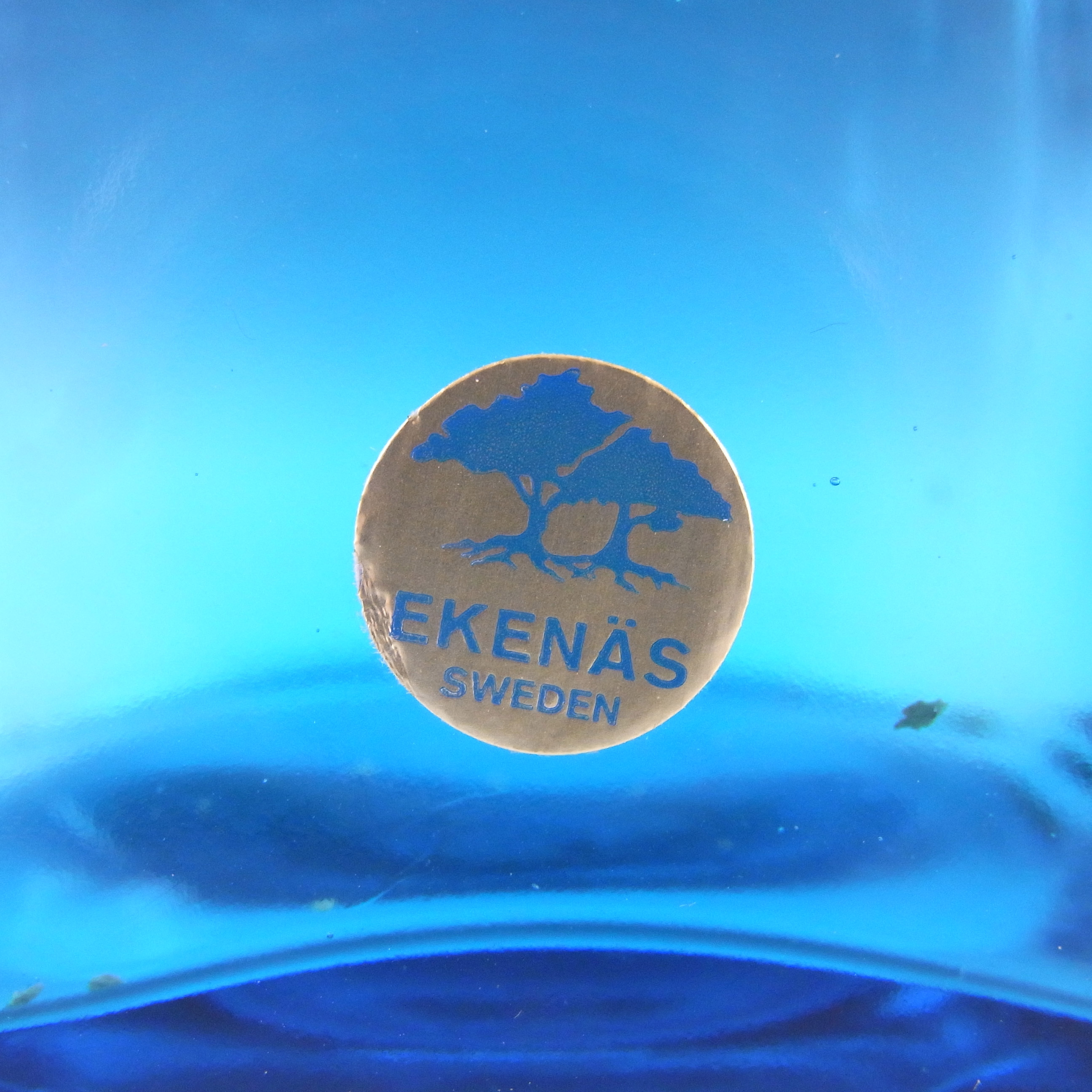 (image for) LABELLED Ekenas Vintage Swedish Blue Retro Glass Bottle - Click Image to Close