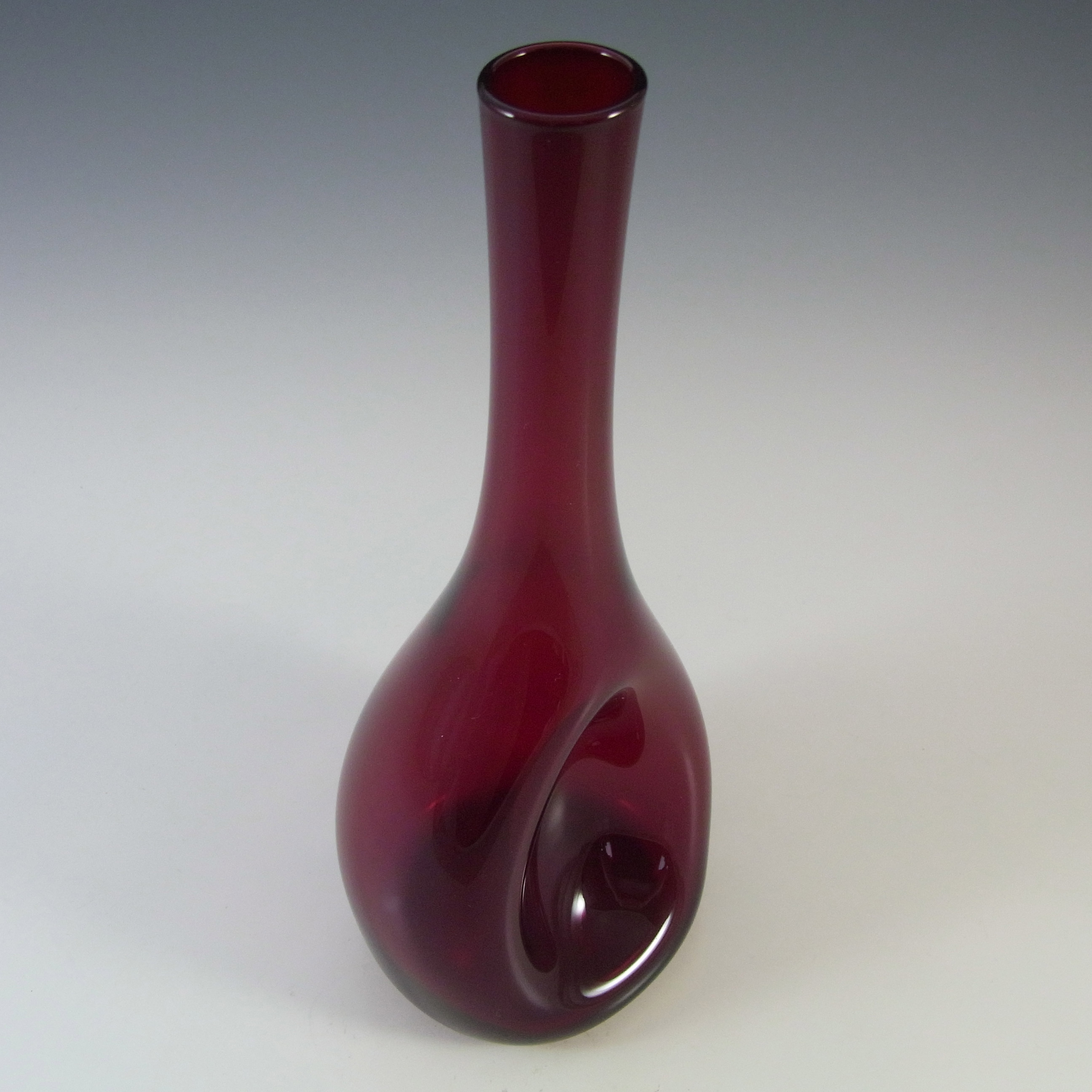 (image for) Elme Scandinavian Vintage Red Glass Vase by Gunnar Ander - Click Image to Close