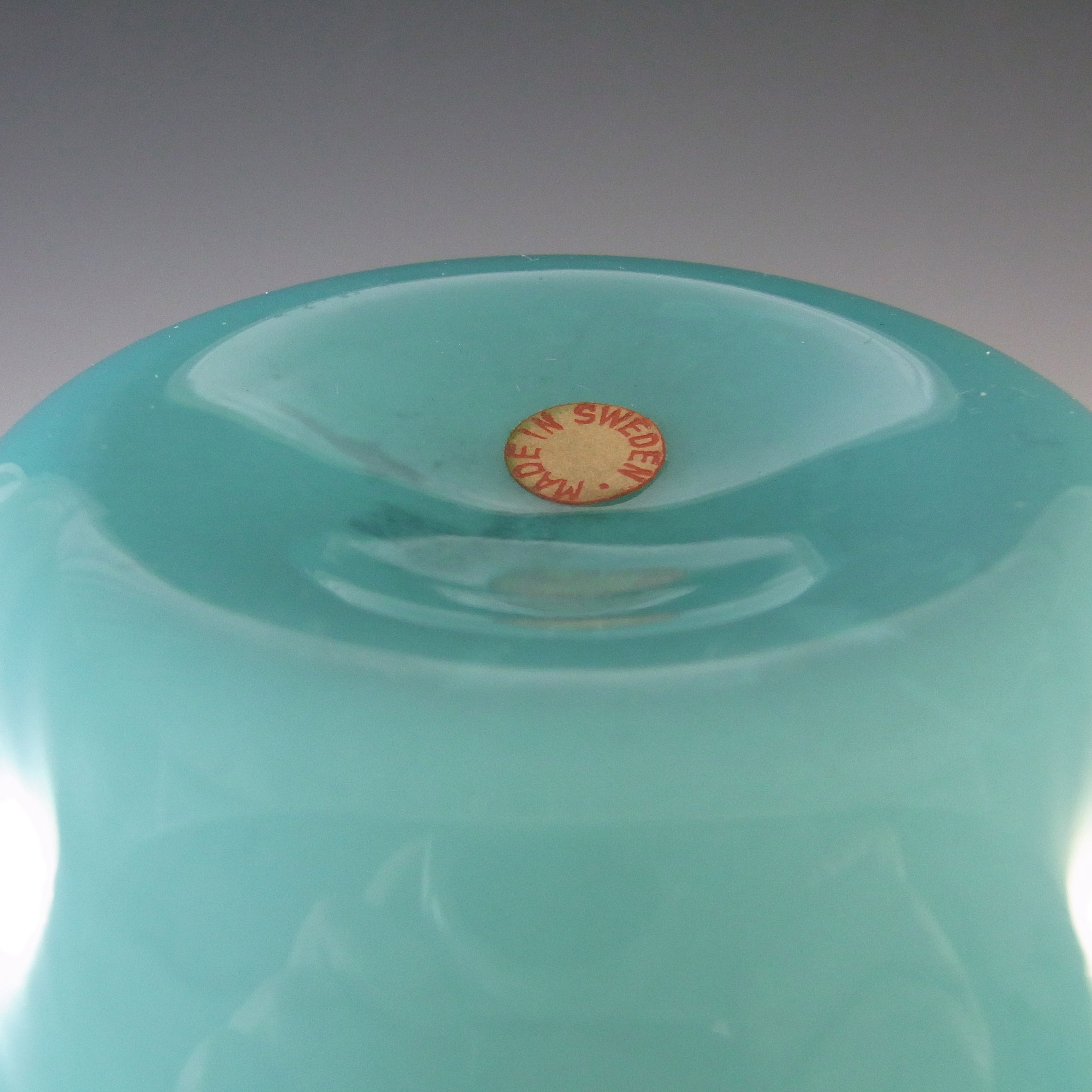 Elme Swedish / Scandinavian Vintage Blue Cased Glass Vase - Click Image to Close