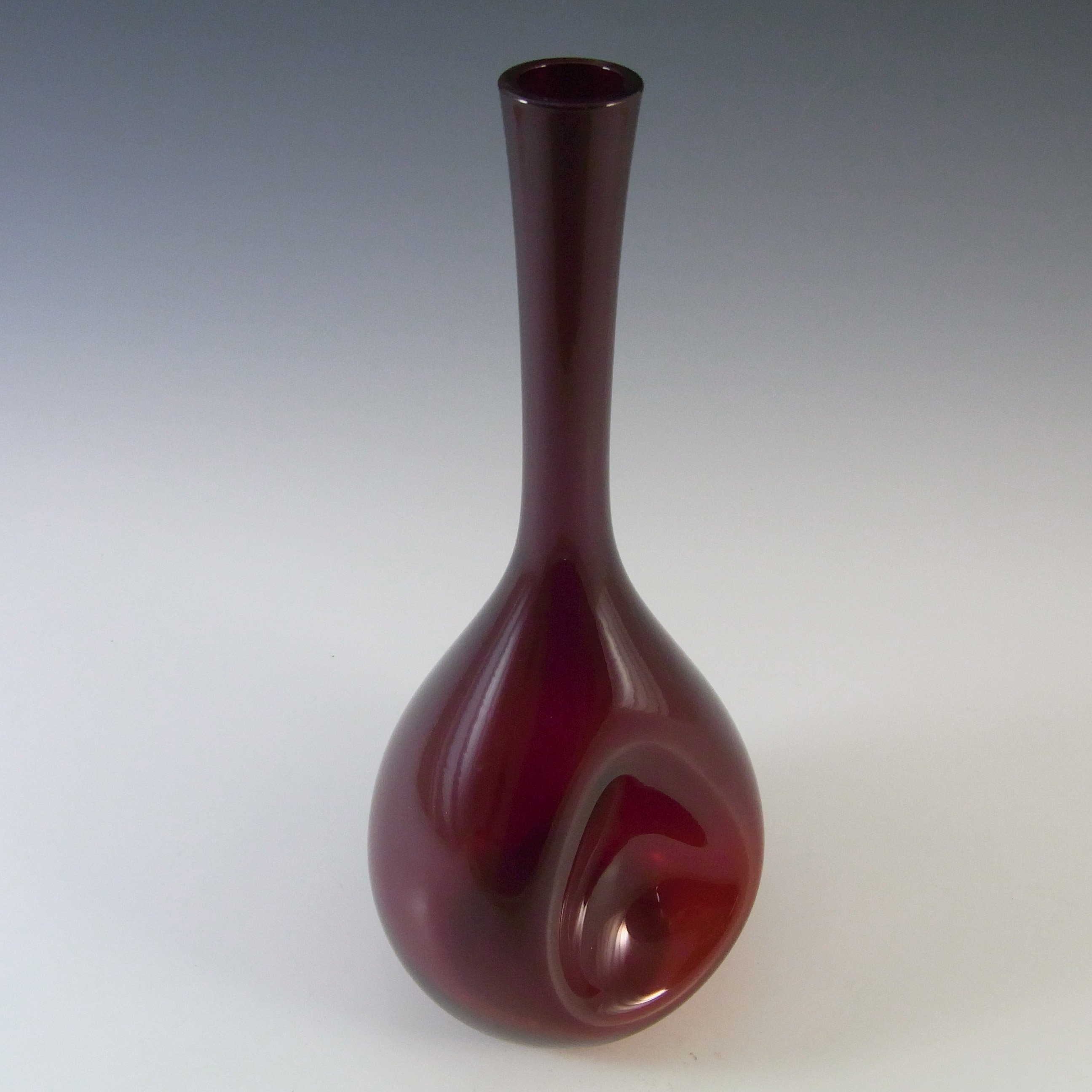 (image for) Elme Scandinavian Red Glass Dimpled Vase by Gunnar Ander - Click Image to Close