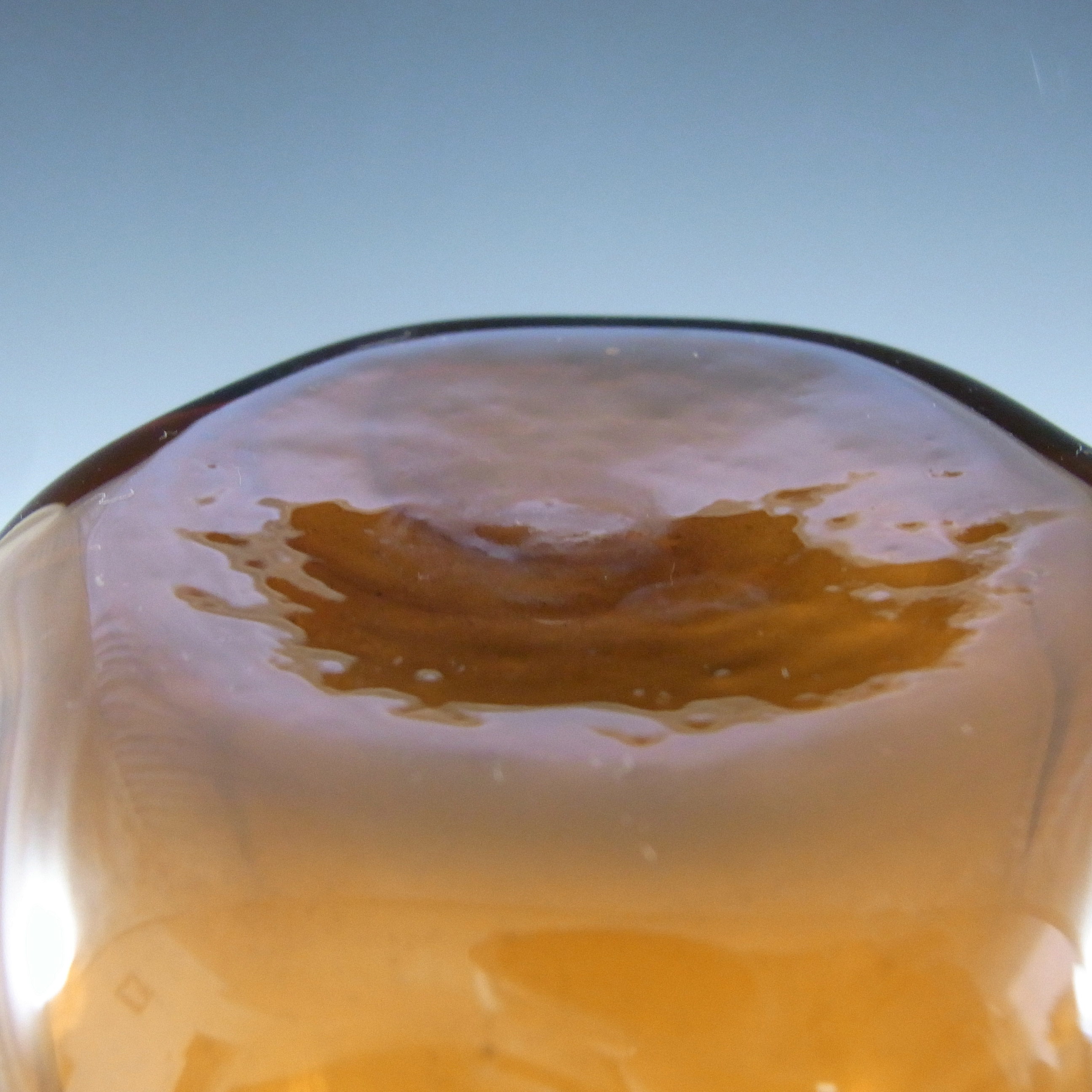 (image for) Elme Vintage Scandinavian Amber Glass 'Melon-Form' Vase - Click Image to Close