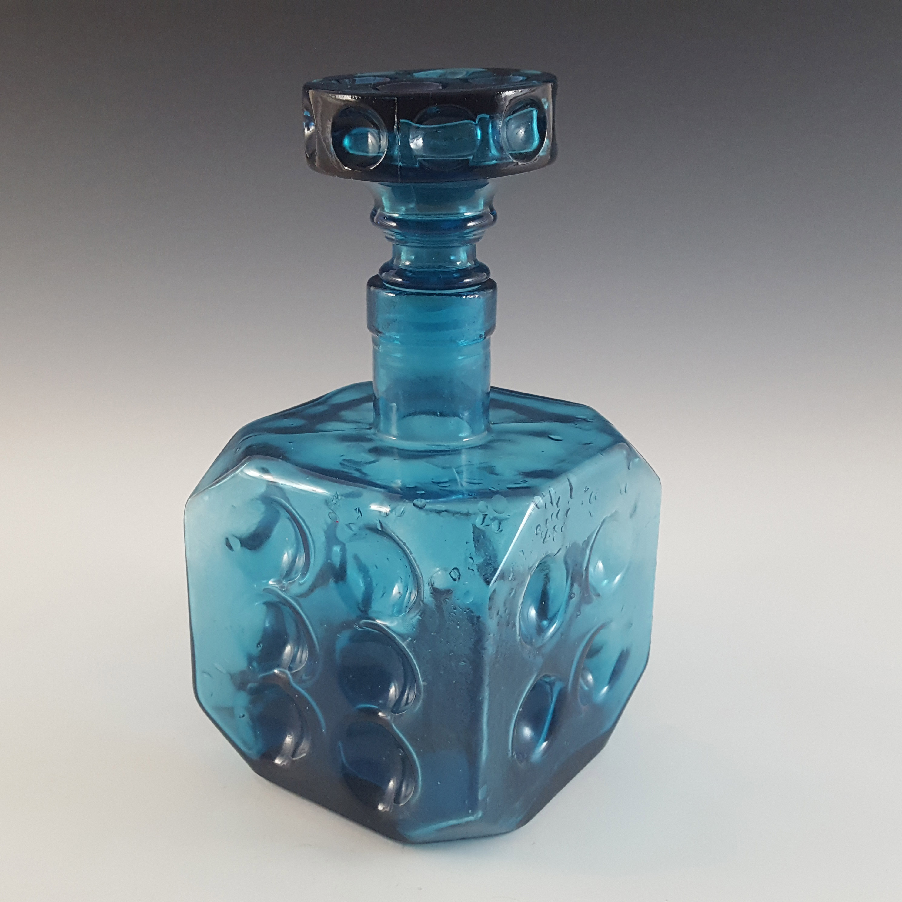 (image for) Empoli Italian Blue Glass Dice Decanter / Bottle & Glasses Set - Click Image to Close