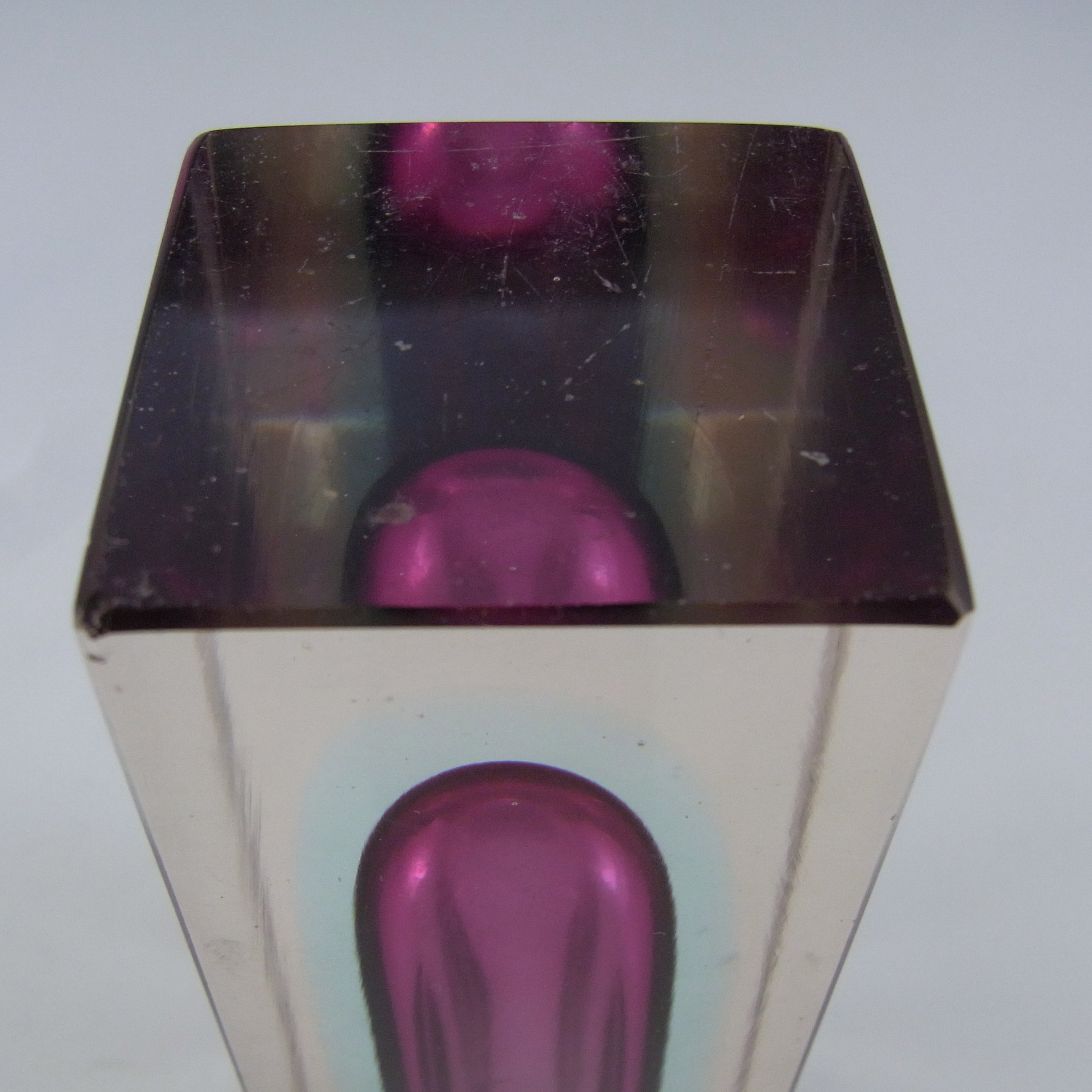 (image for) Murano Faceted Purple & Blue Sommerso Glass Vintage Block Vase - Click Image to Close