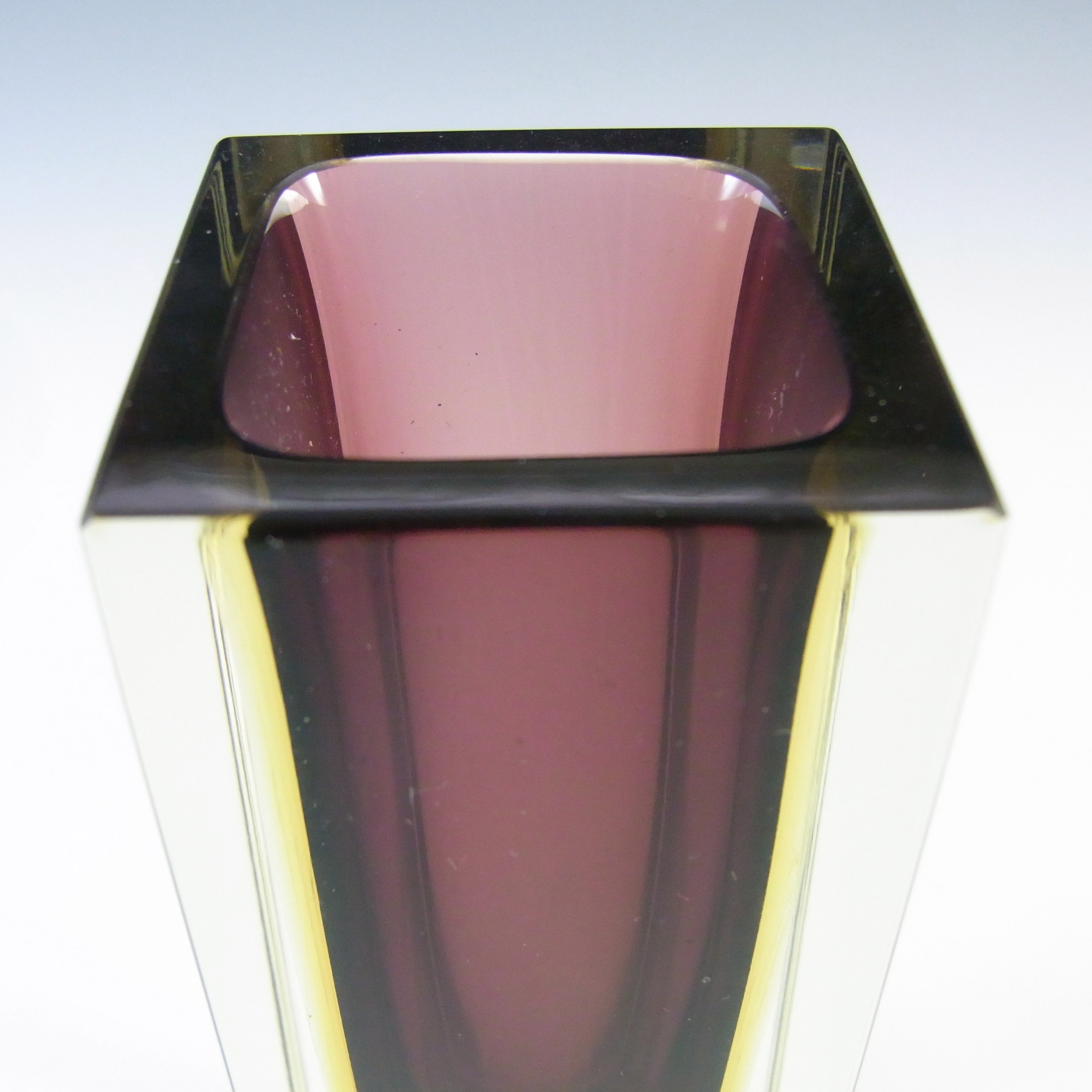 LABELLED Vetri Molati / Gino Fort Murano Faceted Sommerso Glass Vase - Click Image to Close